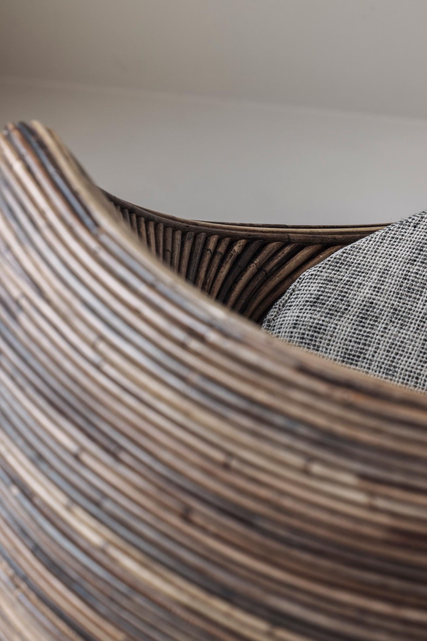 Set of two reed lounge chairs attributed Gabriella Crespi, Italy 1960s 10