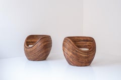 Set of two reed lounge chairs in the manner of Gabriella Crespi, Italy 1960s