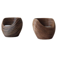 Set of two reed lounge chairs attributed Gabriella Crespi, Italy 1960s