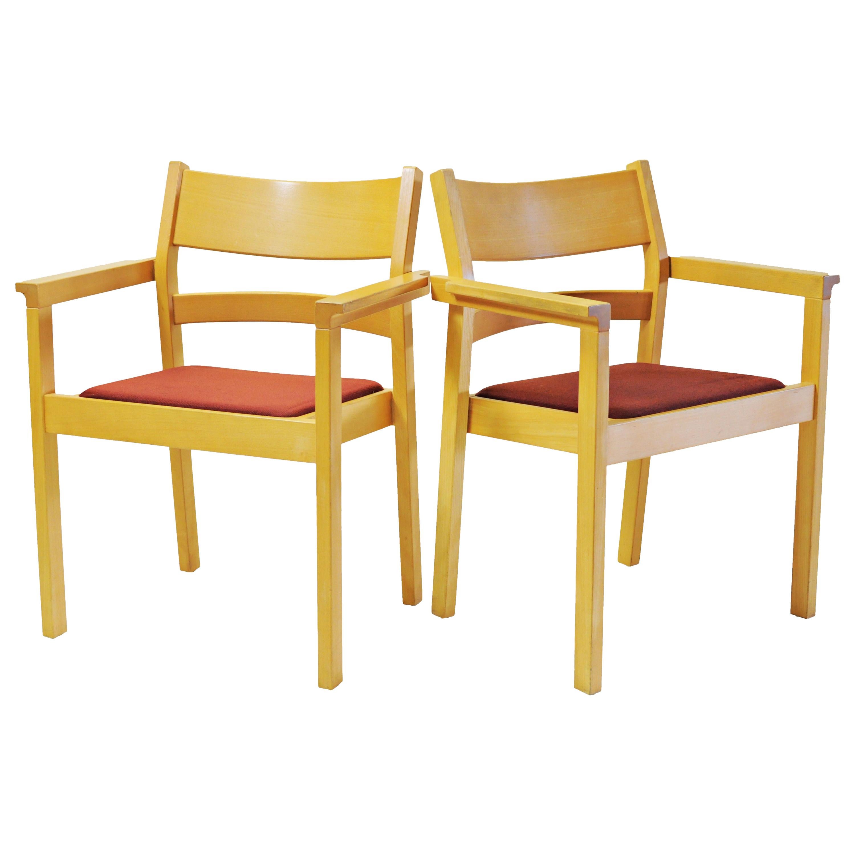 Set of Two Refinished Hans J. Wegner Armchairs in Beech, Choice of Upholstery