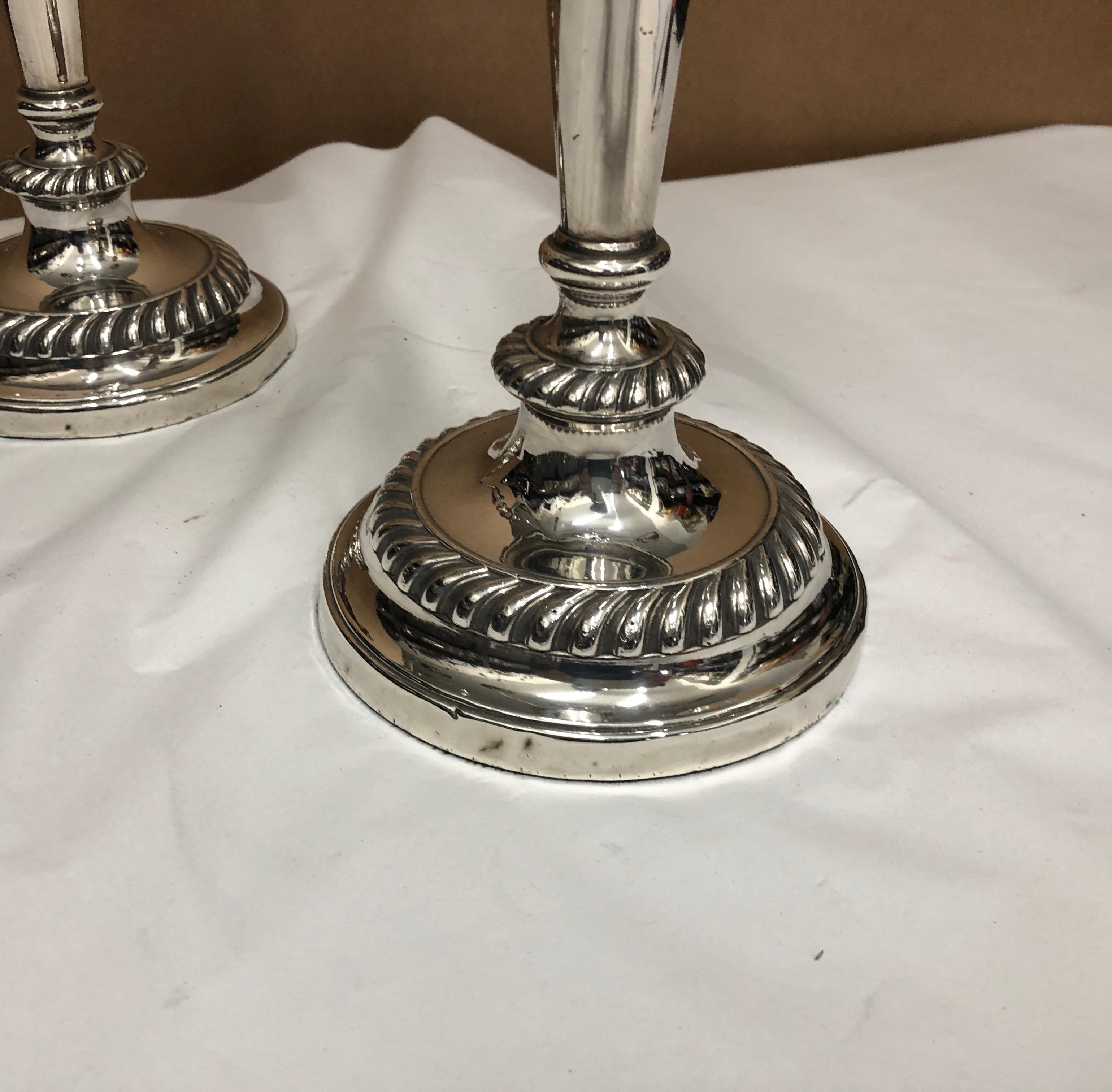 Two candelabras in old sheffield plate made in England in 1830. It's possible use them also us candlesticks.