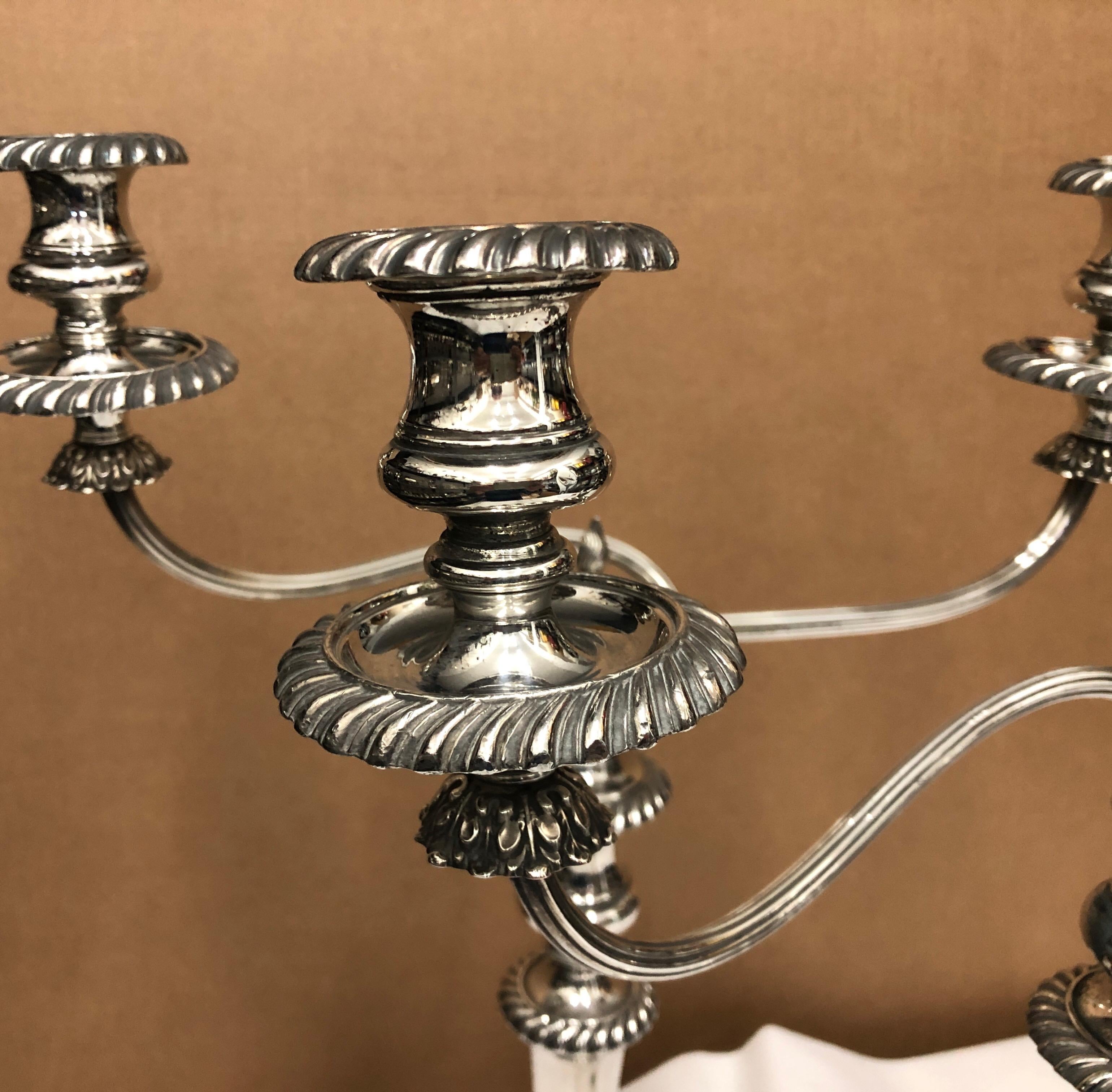 Set of Two Regency Sheffield Plate English Candelabras, circa 1830 In Good Condition In Aci Castello, IT