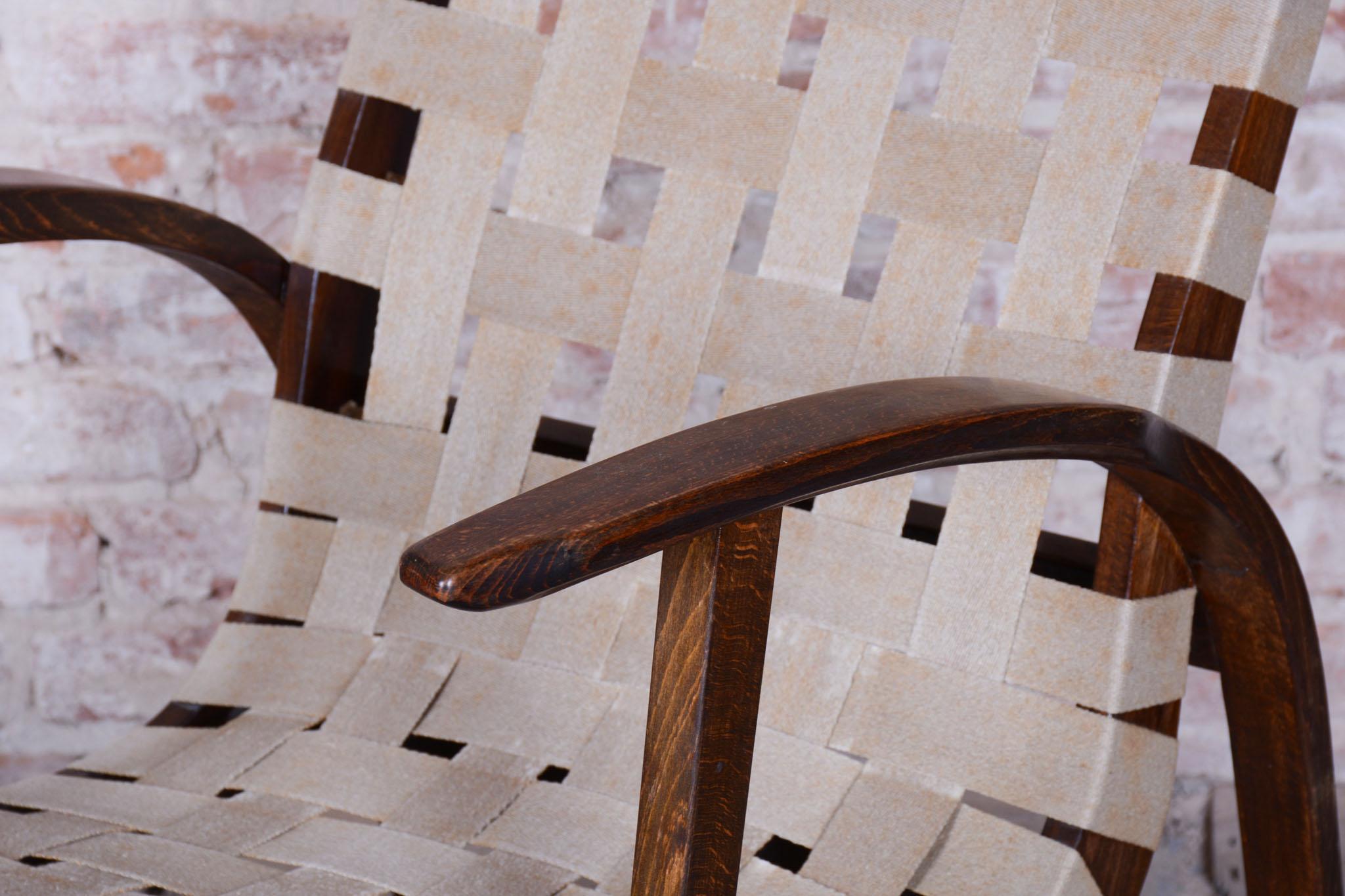 Tchèque Ensemble de deux fauteuils Art Déco restaurés en hêtre, polonais revisités, tchèque, années 1930 en vente