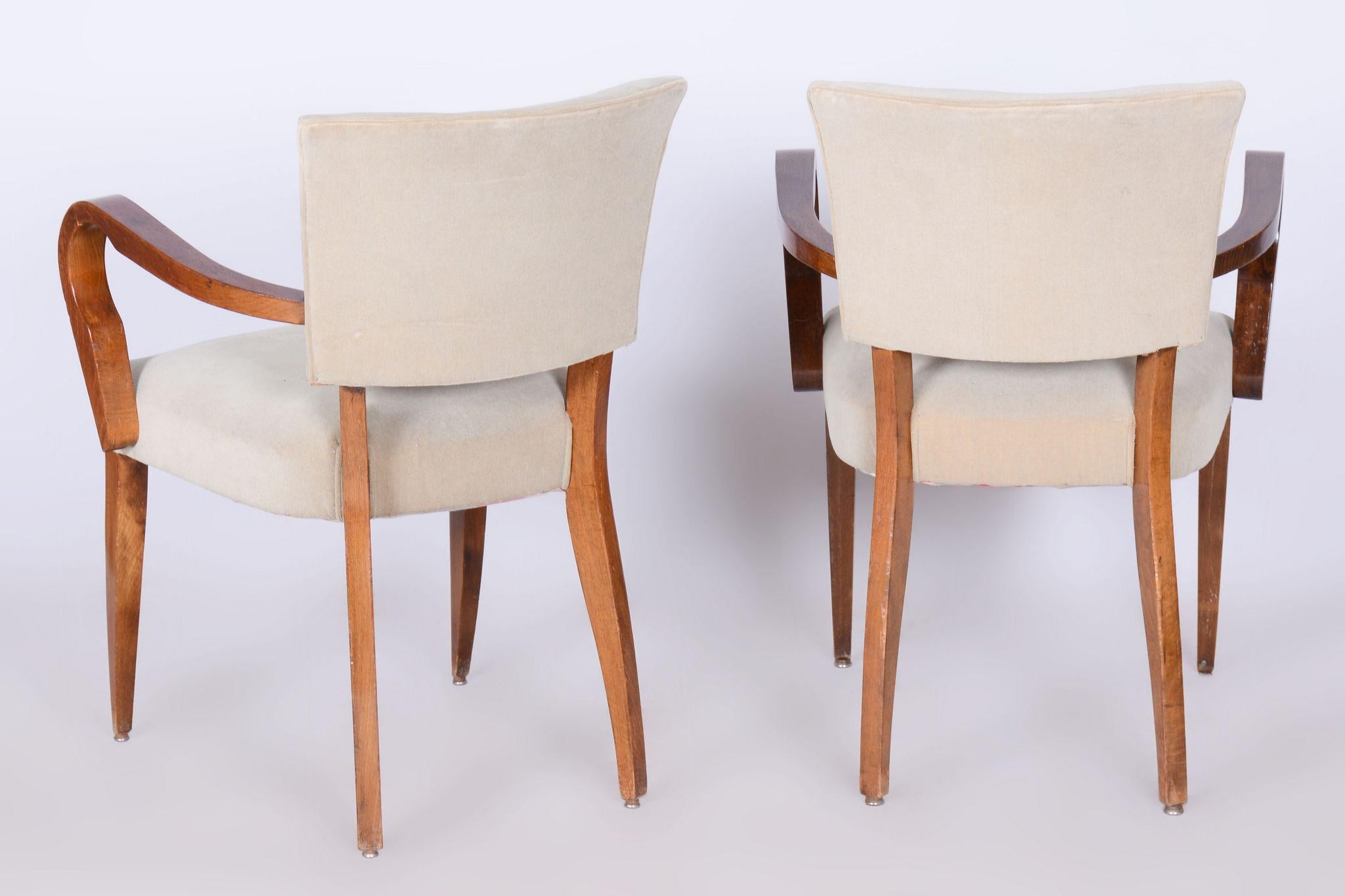 Set of Two Restored Art Deco Armchairs, by Jules Leleu, Beech, France, 1930s For Sale 2