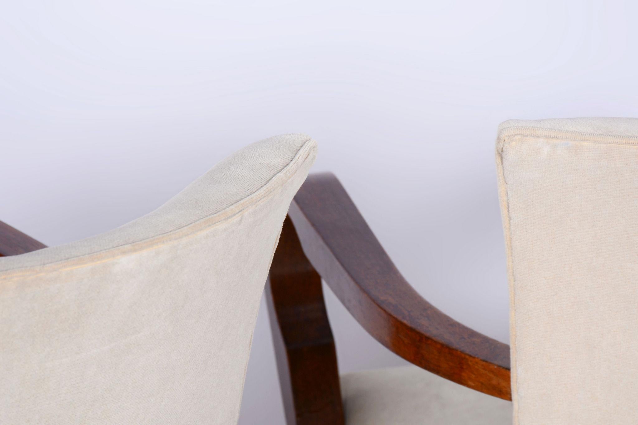 Set of Two Restored Art Deco Armchairs, by Jules Leleu, Beech, France, 1930s For Sale 3