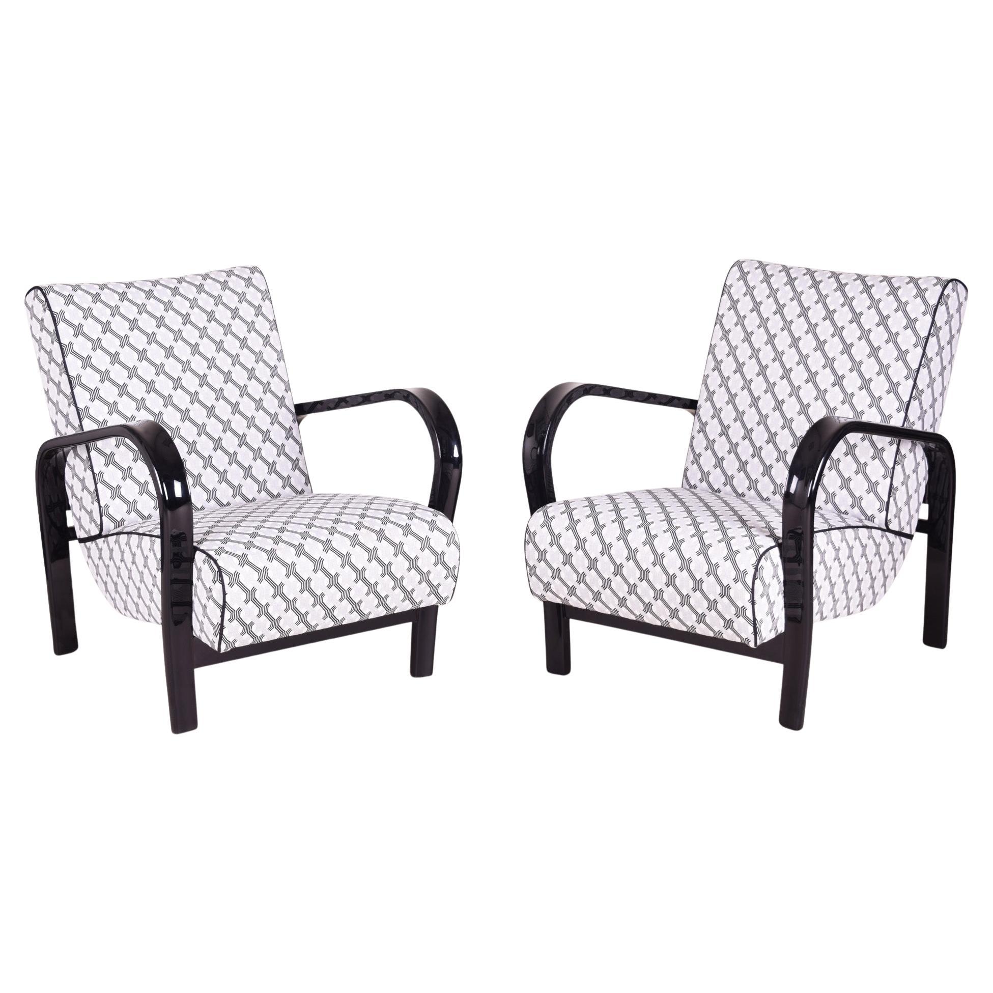 Ensemble de deux fauteuils Art déco restaurés, par Koželka et Kropáček, Tchèque, années 1930