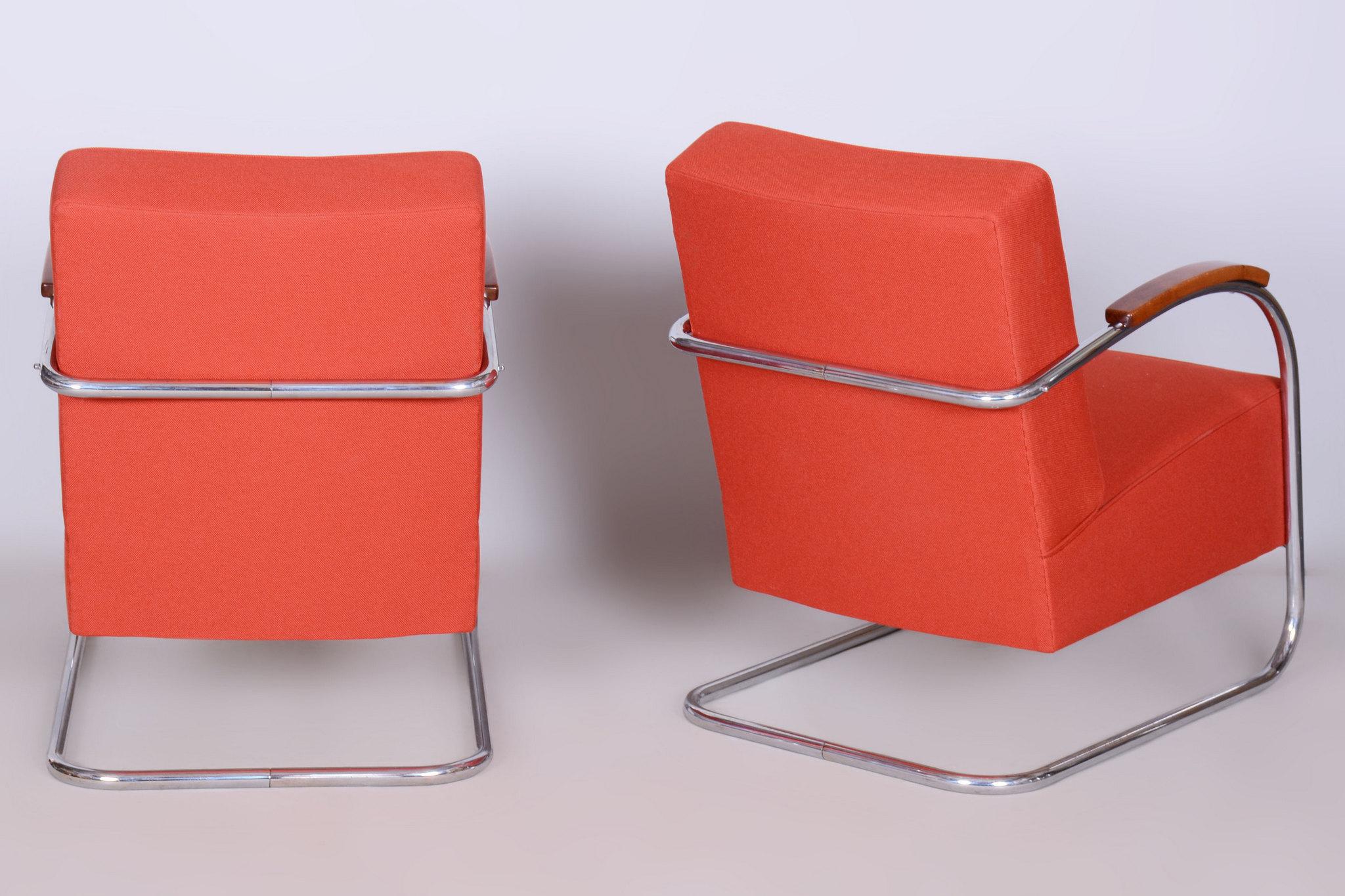 Ensemble de deux fauteuils Bauhaus restaurés, par Mücke & Melder, chrome, tchèque, années 1930 en vente 8