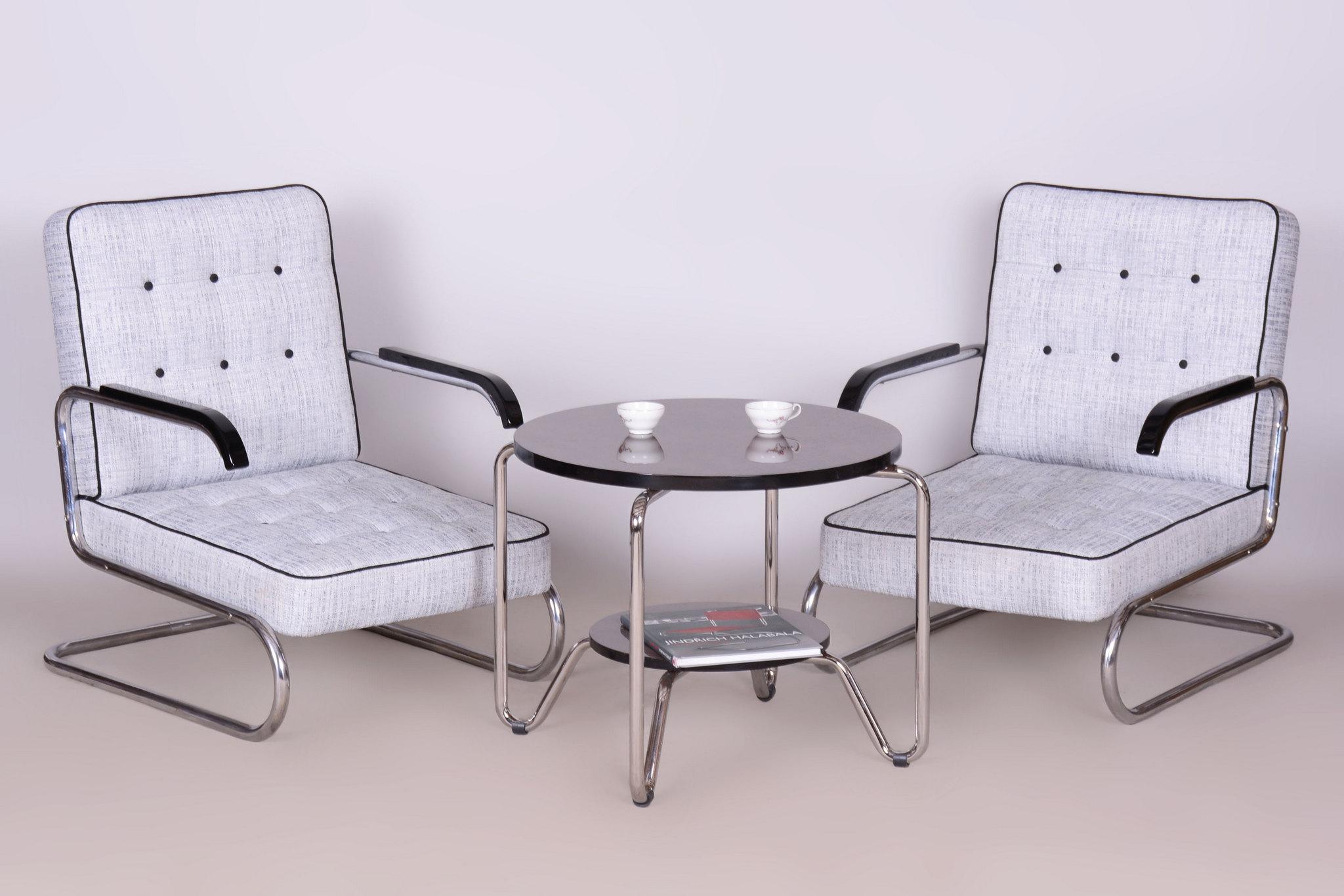Ensemble de deux fauteuils Bauhaus restaurés, par Mücke & Melder, chrome, tchèque, années 1930 en vente 9