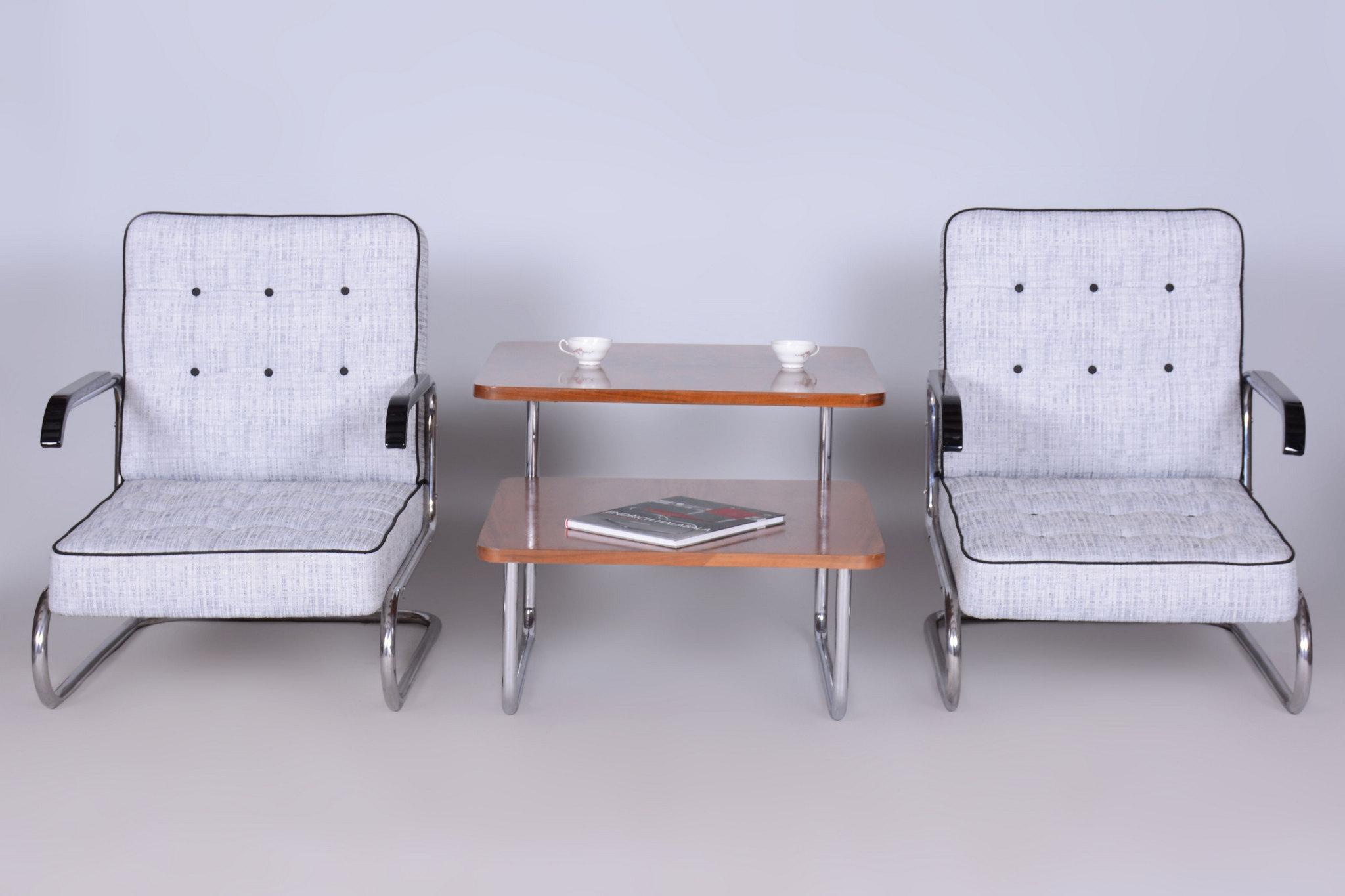 Ensemble de deux fauteuils Bauhaus restaurés, par Mücke & Melder, chrome, tchèque, années 1930 en vente 10