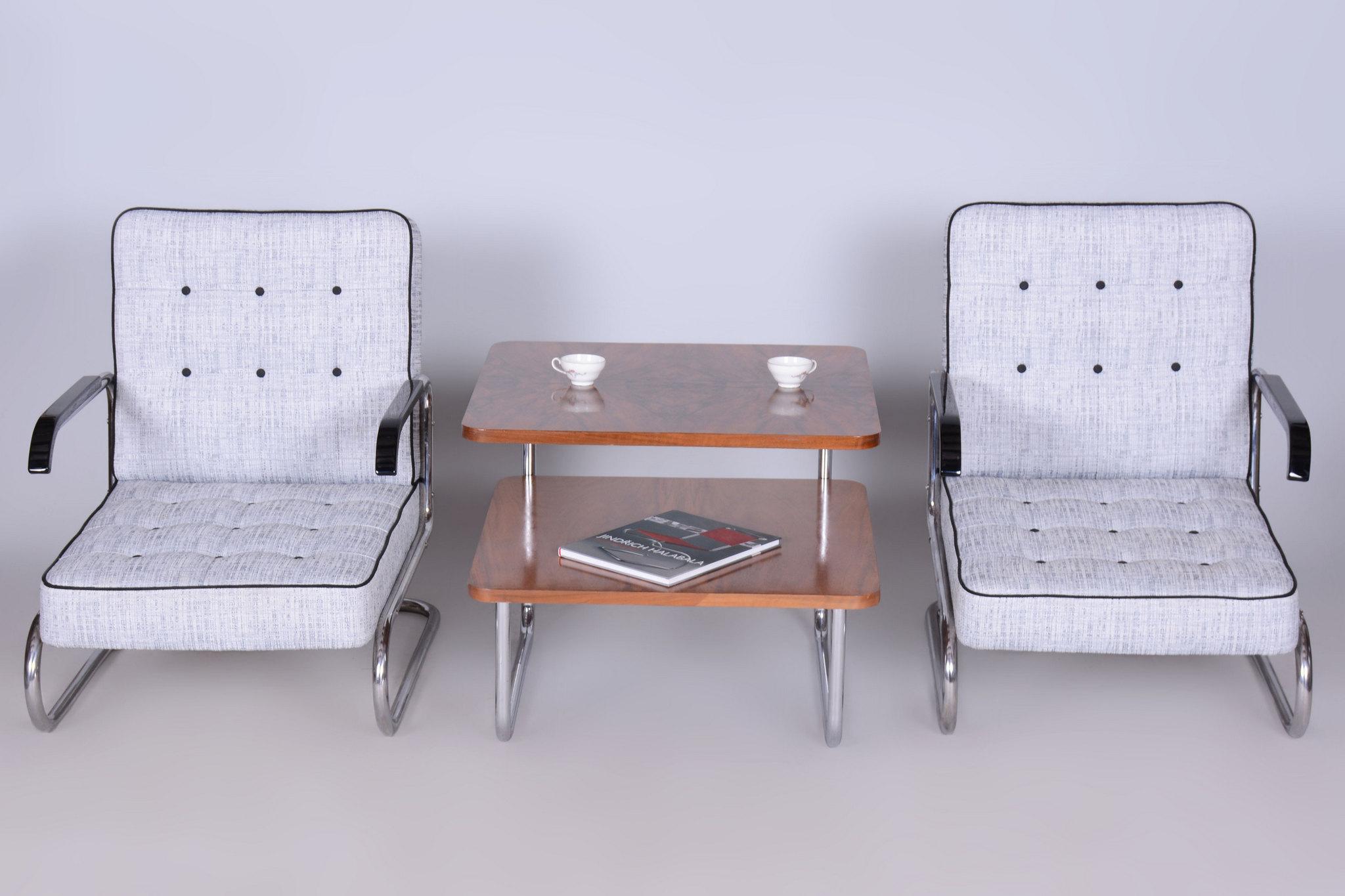 Ensemble de deux fauteuils Bauhaus restaurés, par Mücke & Melder, chrome, tchèque, années 1930 en vente 11