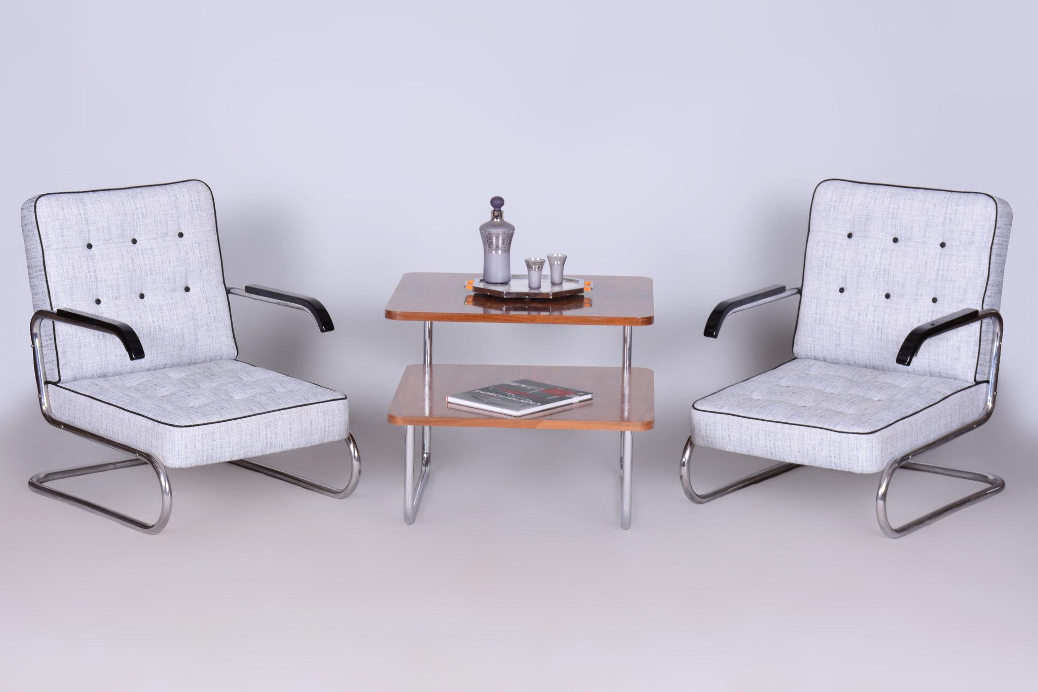 Ensemble de deux fauteuils Bauhaus restaurés, par Mücke & Melder, chrome, tchèque, années 1930 en vente 12
