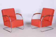 Satz von zwei restaurierten Bauhaus-Sesseln, von Mücke Melder, Chrom, Tschechien, 1930er Jahre