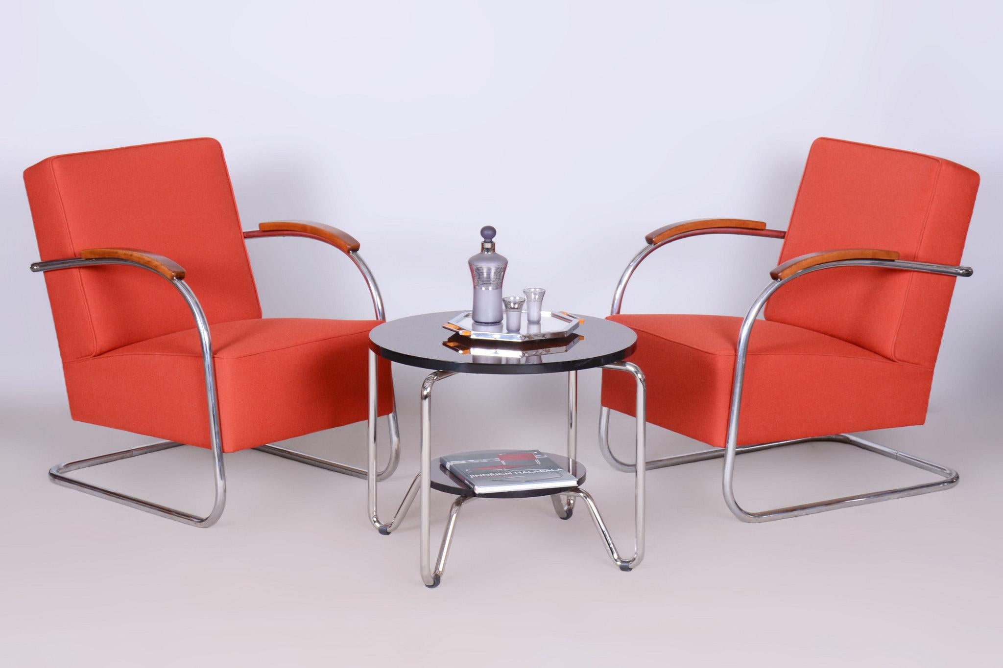 Ensemble de deux fauteuils Bauhaus restaurés, par Mücke & Melder, chrome, tchèque, années 1930 Bon état - En vente à Brandys nad Labem, Středočeský kraj