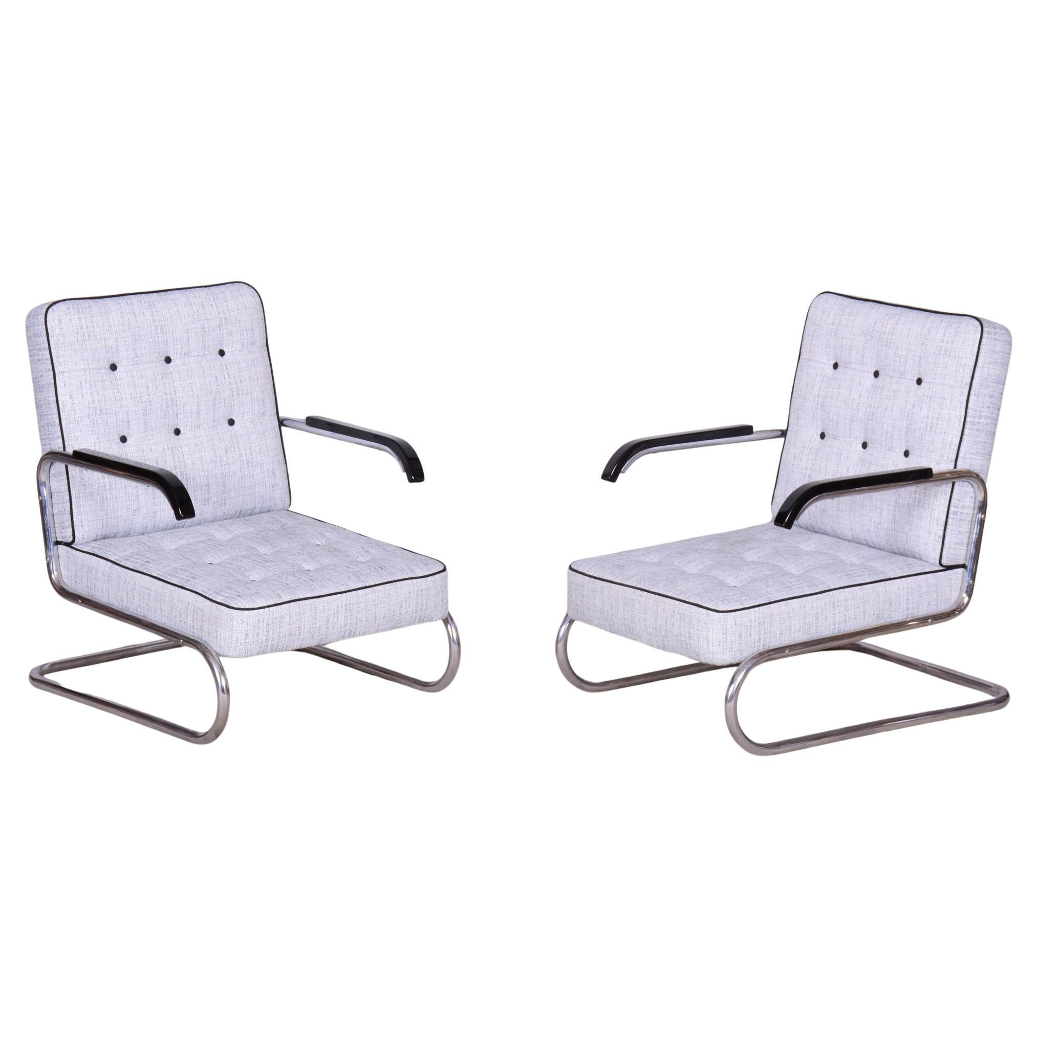 Set di due poltrone Bauhaus restaurate, di Mücke & Melder, cromo, ceco, anni '30