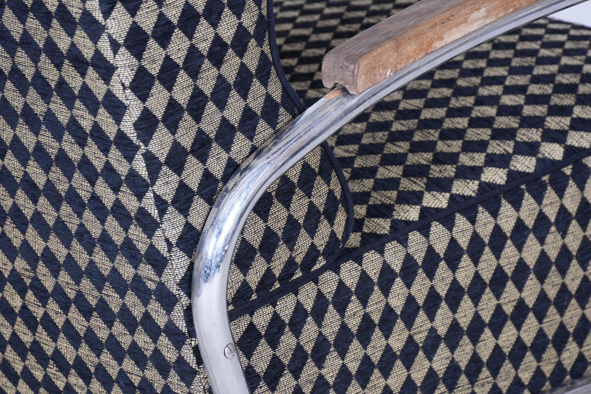 Set of Two Restored Bauhaus Armchairs, by Vichr a Spol., Chrome, Czech, 1930s For Sale 6