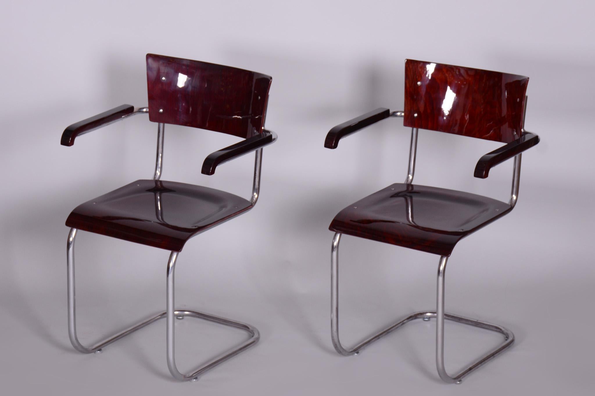 Ensemble de deux fauteuils en hêtre restaurés par Mart Stam, Robert Slezak, Tchèque, années 1930 en vente 1