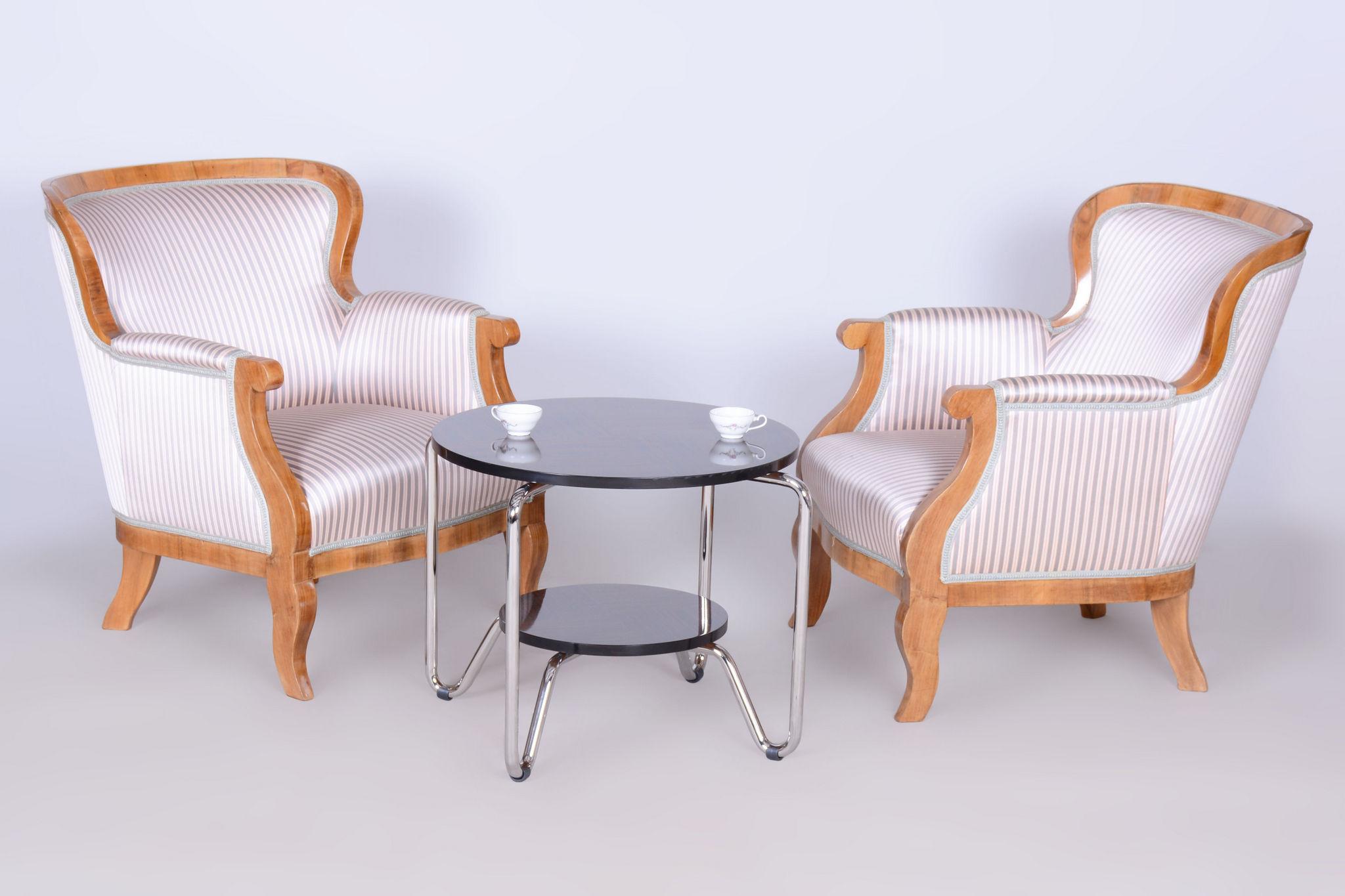 Set aus zwei restaurierten Biedermeier-Sesseln, Eiche, Spruce, Nussbaum, Österreich, 1830er Jahre im Angebot 5