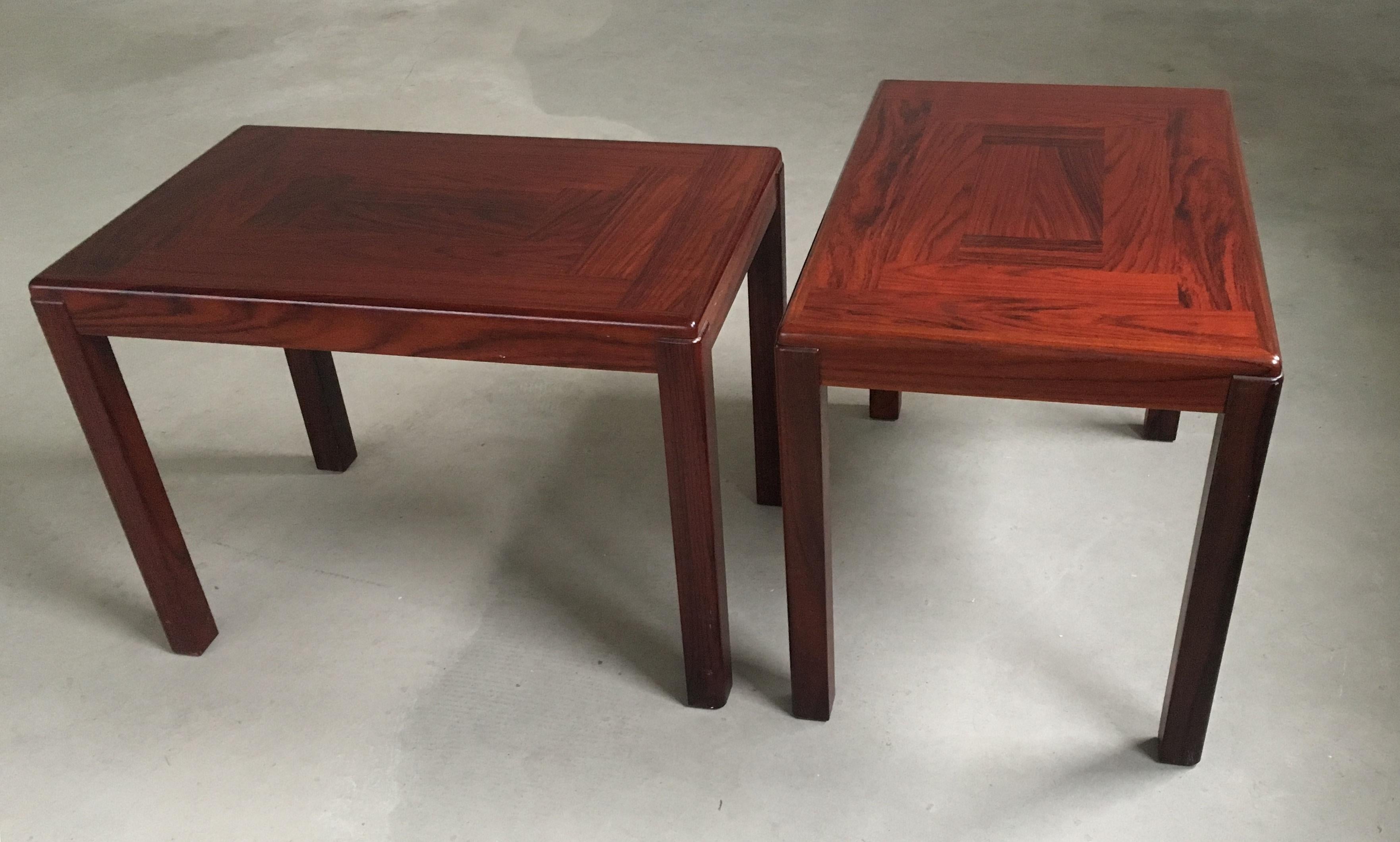 Set of Two Restored Danish 1970's Sidetables in Mahogany by Vejle Stole Fabrik For Sale 1