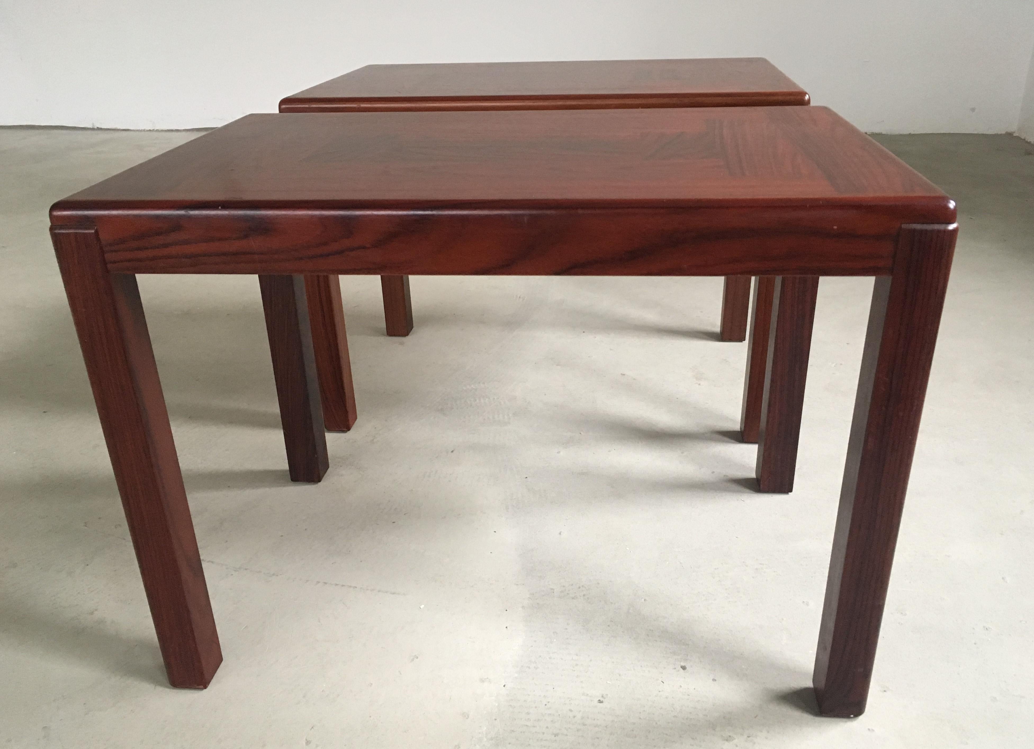 Set of Two Restored Danish 1970's Sidetables in Mahogany by Vejle Stole Fabrik For Sale 2