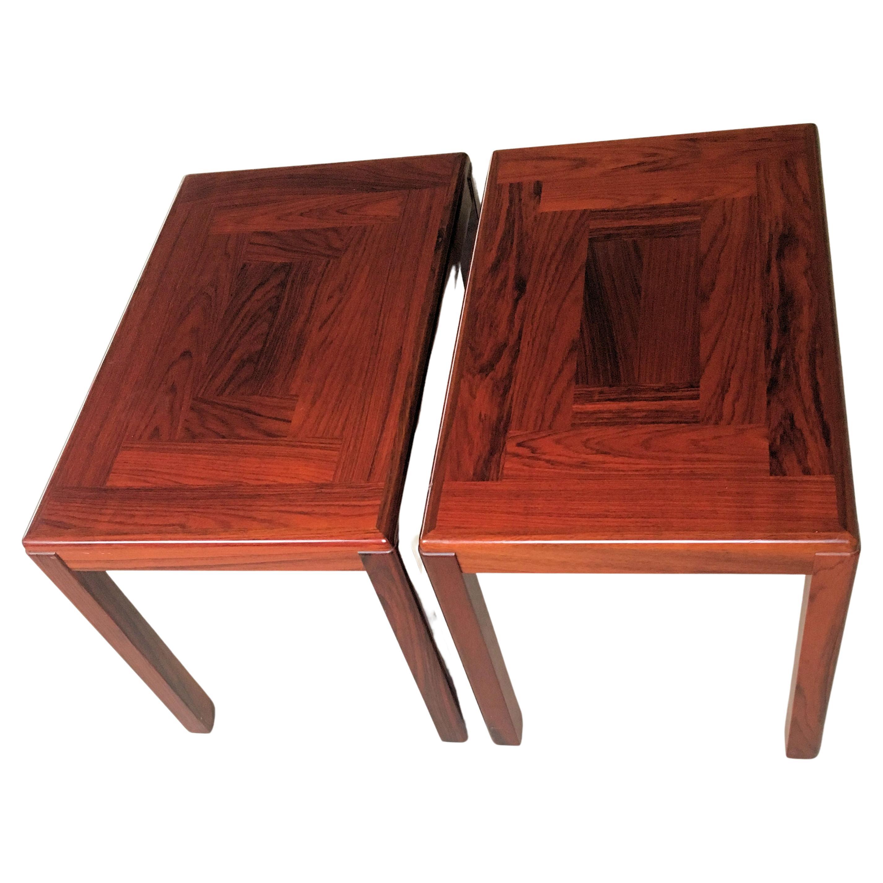 Set of Two Restored Danish 1970's Sidetables in Mahogany by Vejle Stole Fabrik For Sale