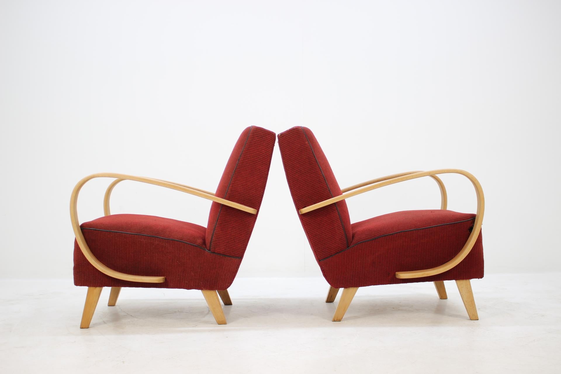 Set of Two Retro Armchairs by Jindřich Halabala, 1950s In Good Condition In Praha, CZ