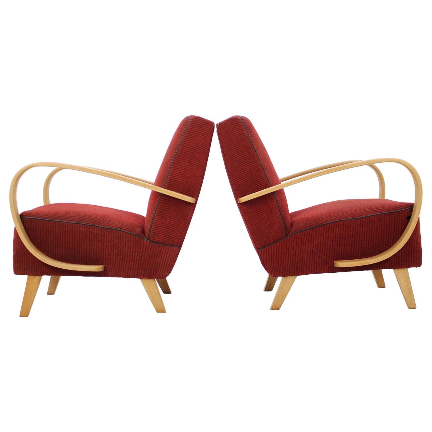 Set of Two Retro Armchairs by Jindřich Halabala, 1950's