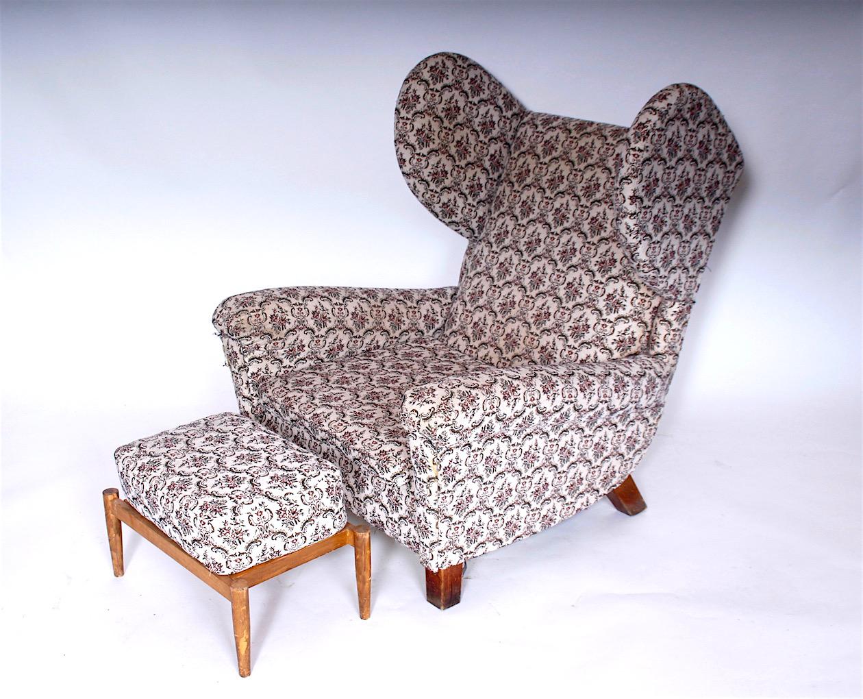 Mid-Century Modern Set of Two Retro Wing Chairs, 1960s