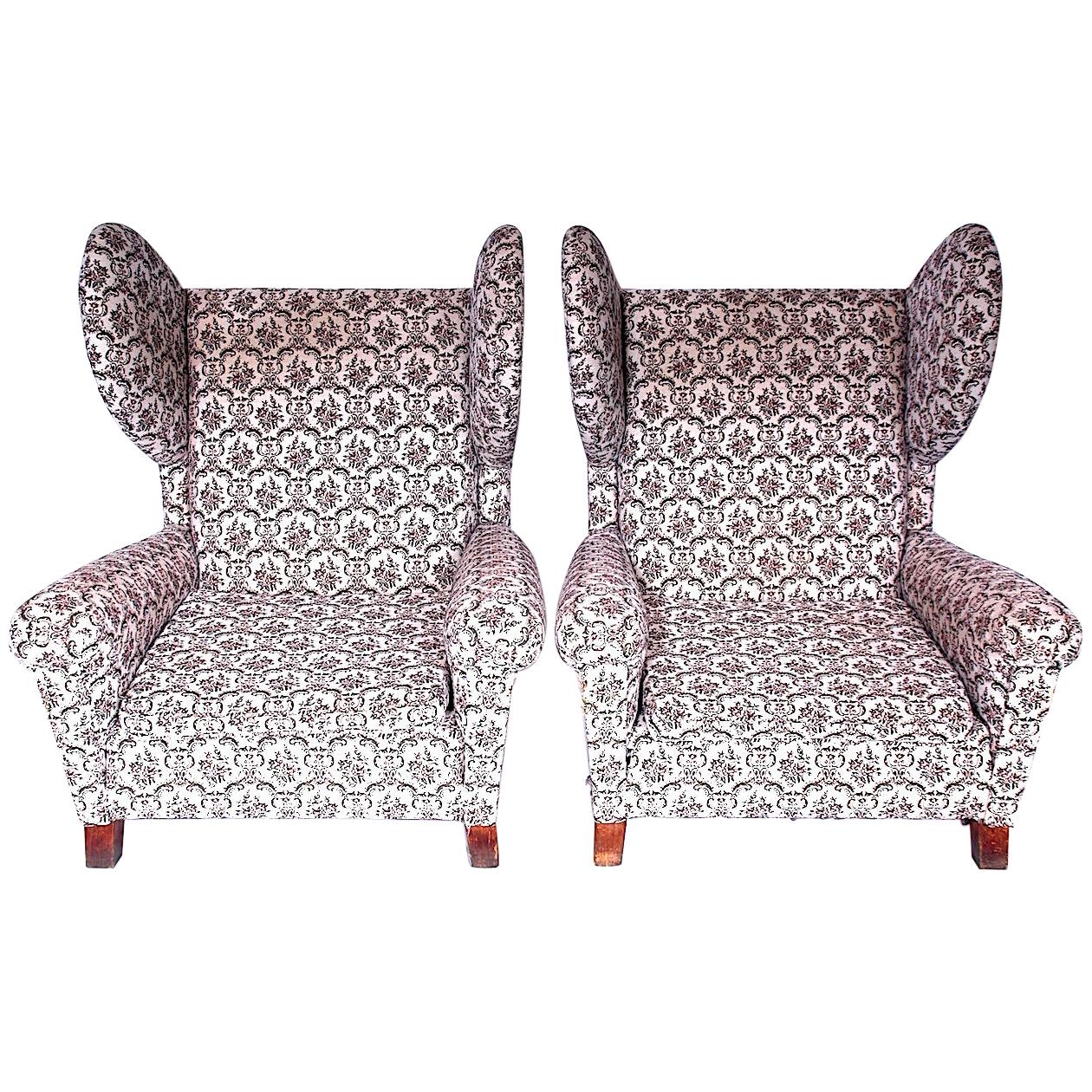 Set of Two Retro Wing Chairs, 1960s