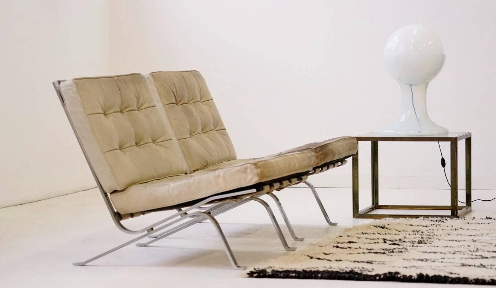 Swiss Set of Two RH-301 De Sede Flat Bar Lounge Chairs in Leather by Robert Haussmann