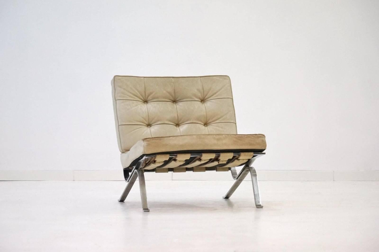 Set of Two RH-301 De Sede Flat Bar Lounge Chairs in Leather by Robert Haussmann In Good Condition In Telgte, DE