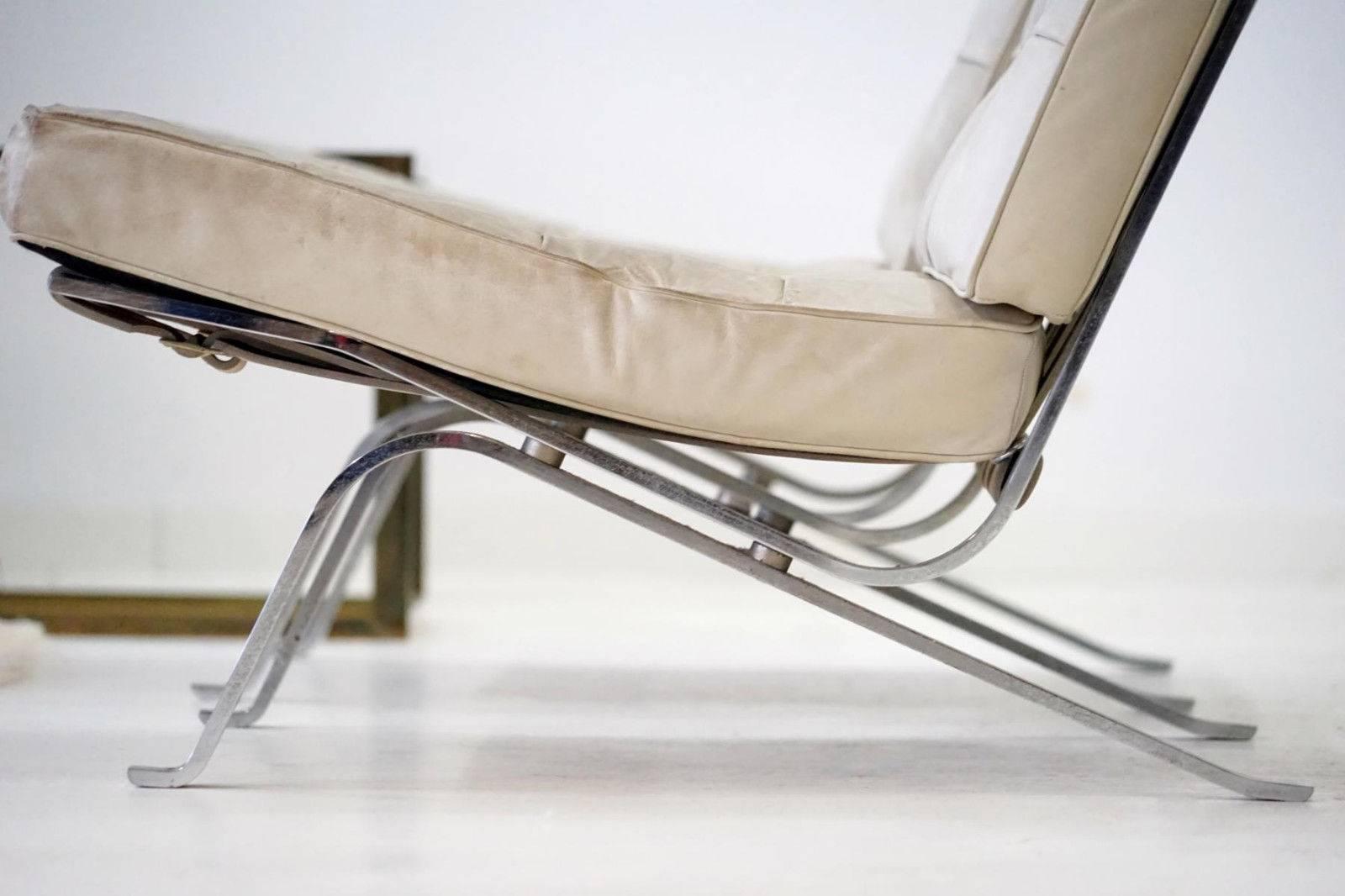 Set of Two RH-301 De Sede Flat Bar Lounge Chairs in Leather by Robert Haussmann 1