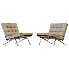 Set of Two RH-301 De Sede Flat Bar Lounge Chairs in Leather by Robert Haussmann