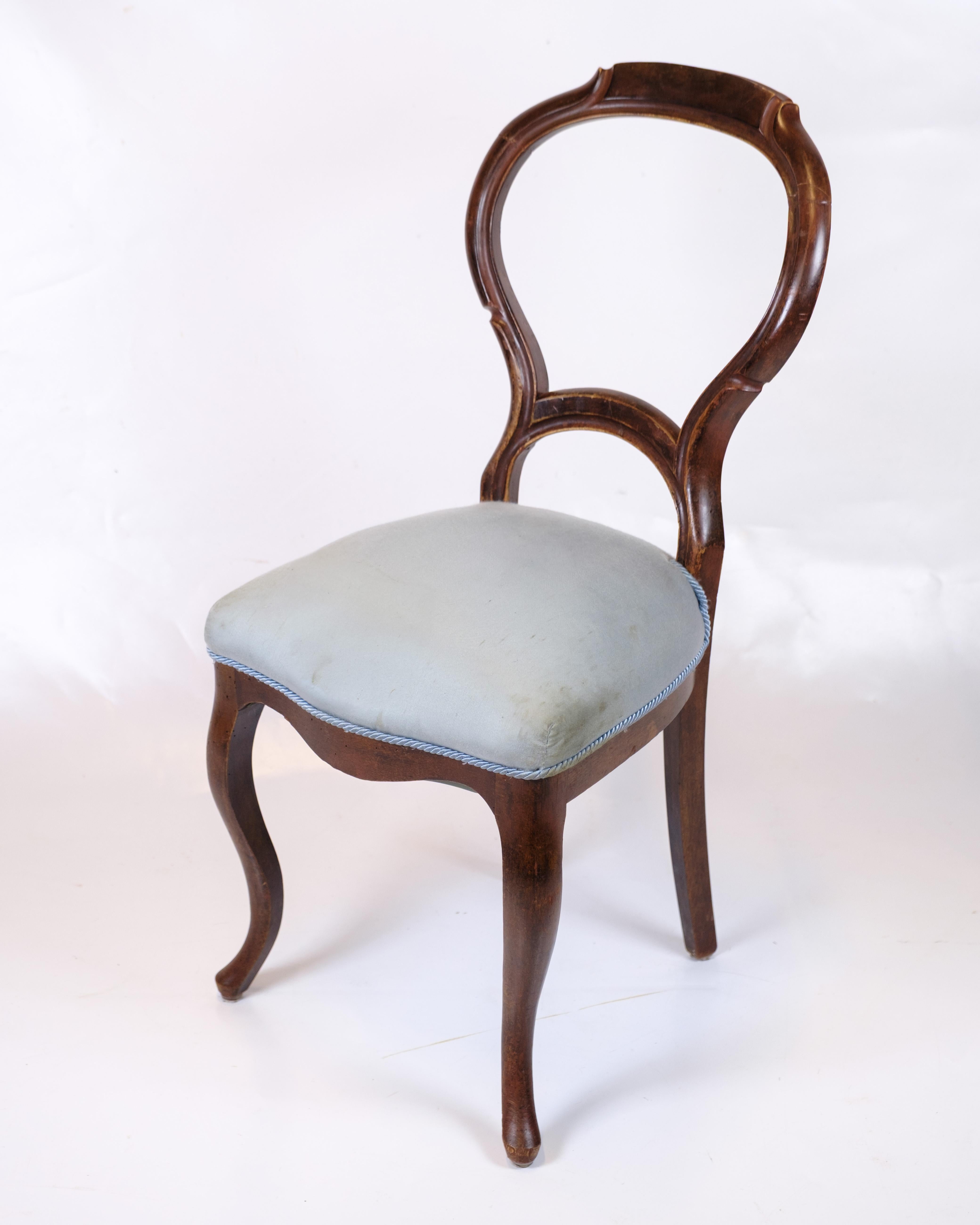 Mid-Century moderno Set di due sedie rococò in mogano e tessuto azzurro del 1860 in vendita