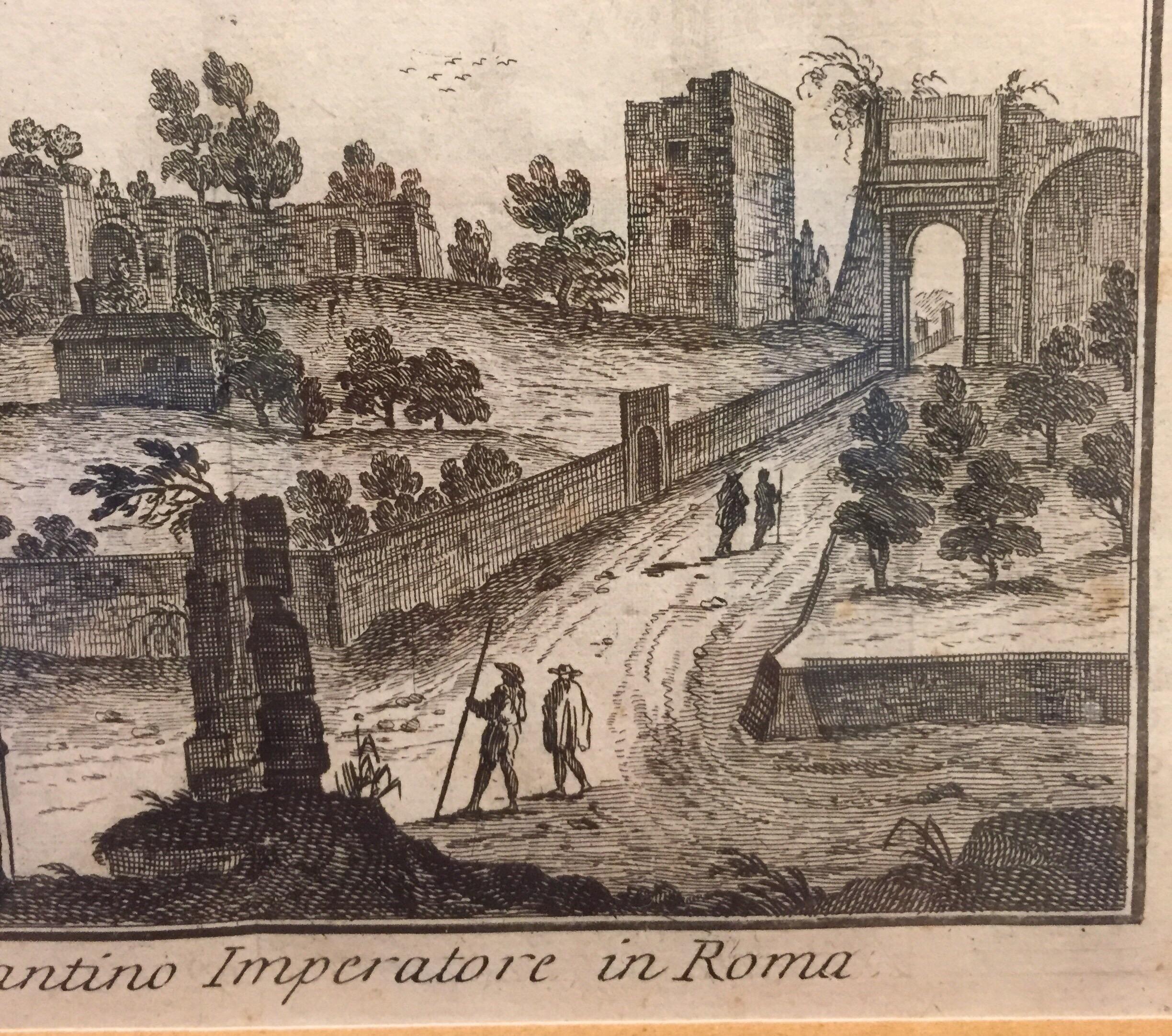 Set of Two Roman Views Italian Etchings Salmon Thomas Albrizzi, Venice, 1751 For Sale 3
