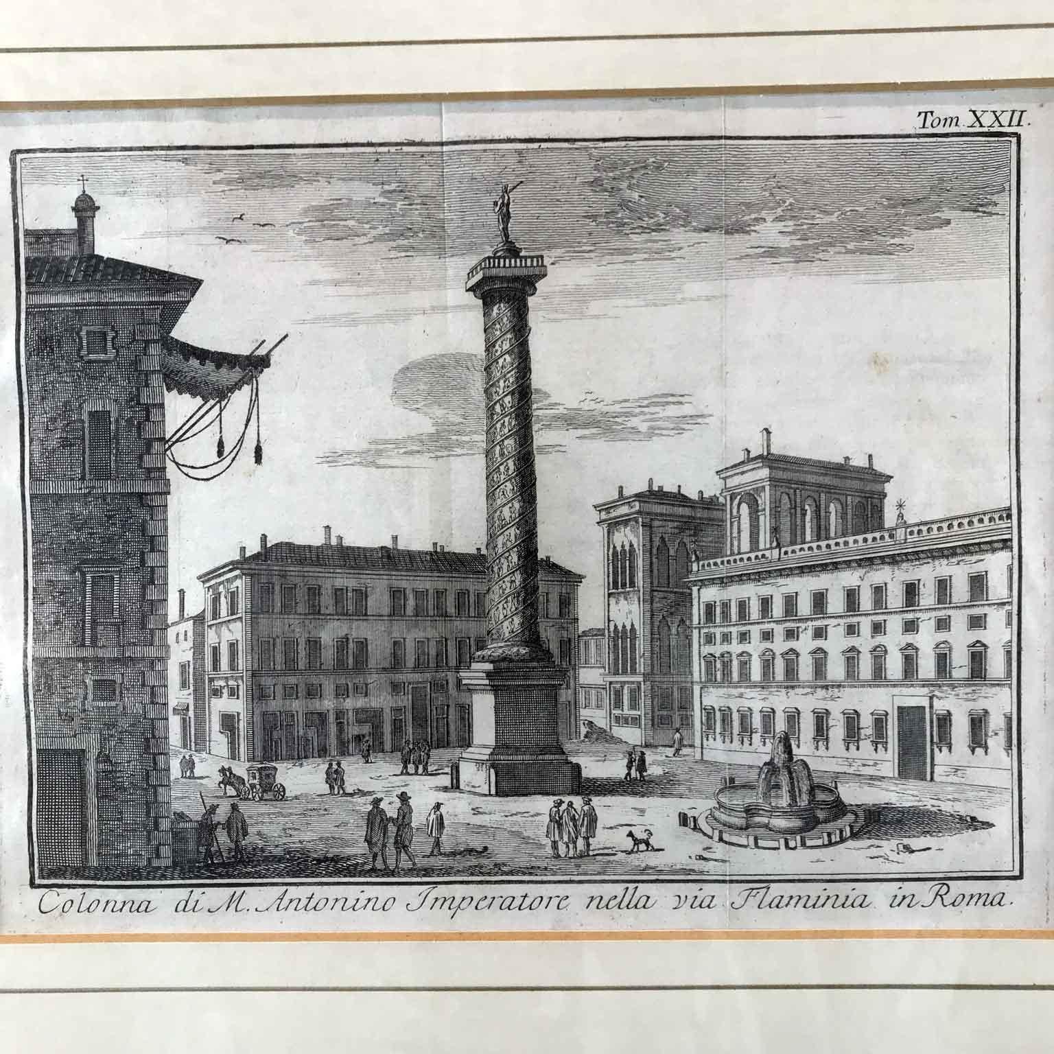 Neoclassical Set of Two Roman Views Italian Etchings Salmon Thomas Albrizzi, Venice, 1751 For Sale
