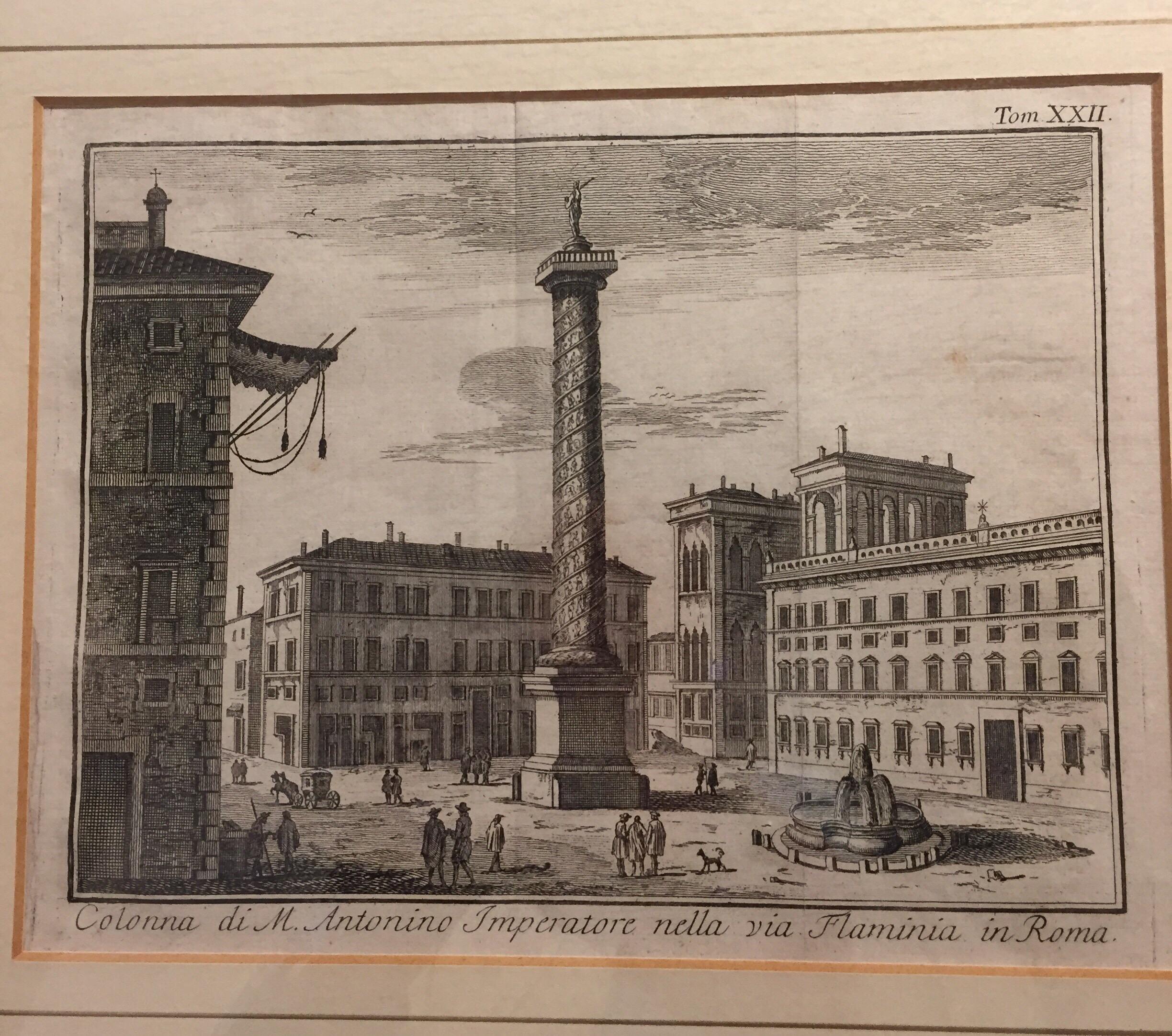 18th Century Neoclassical Roman Views Set of Two Italian Etchings Salmon Albrizzi Venice 1751 For Sale