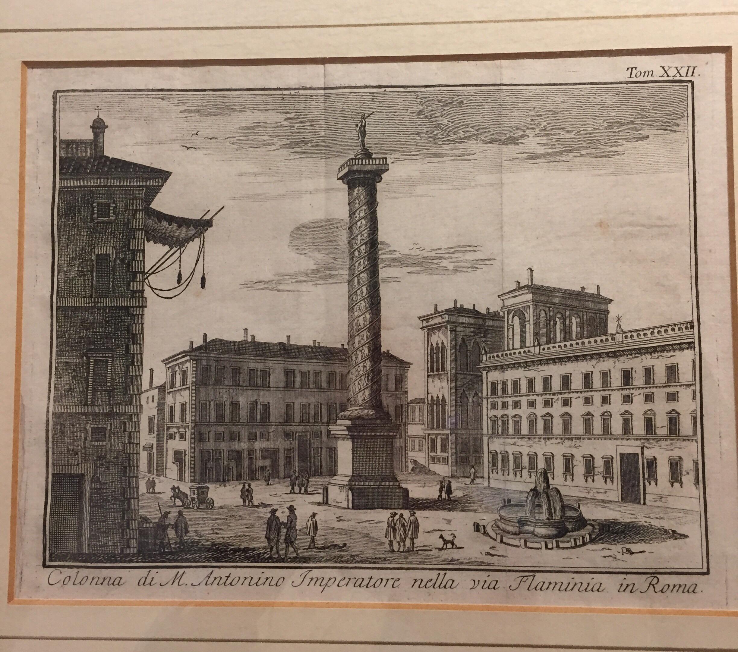 Set of Two Roman Views Italian Etchings Salmon Thomas Albrizzi, Venice, 1751 In Good Condition For Sale In Milan, IT