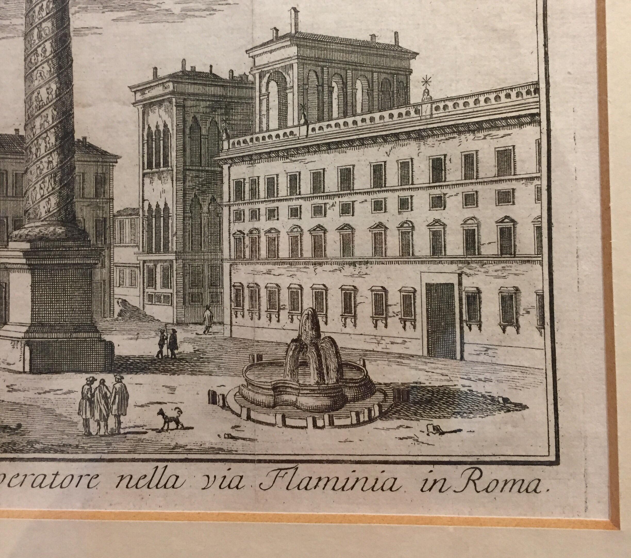 Paper Set of Two Roman Views Italian Etchings Salmon Thomas Albrizzi, Venice, 1751 For Sale
