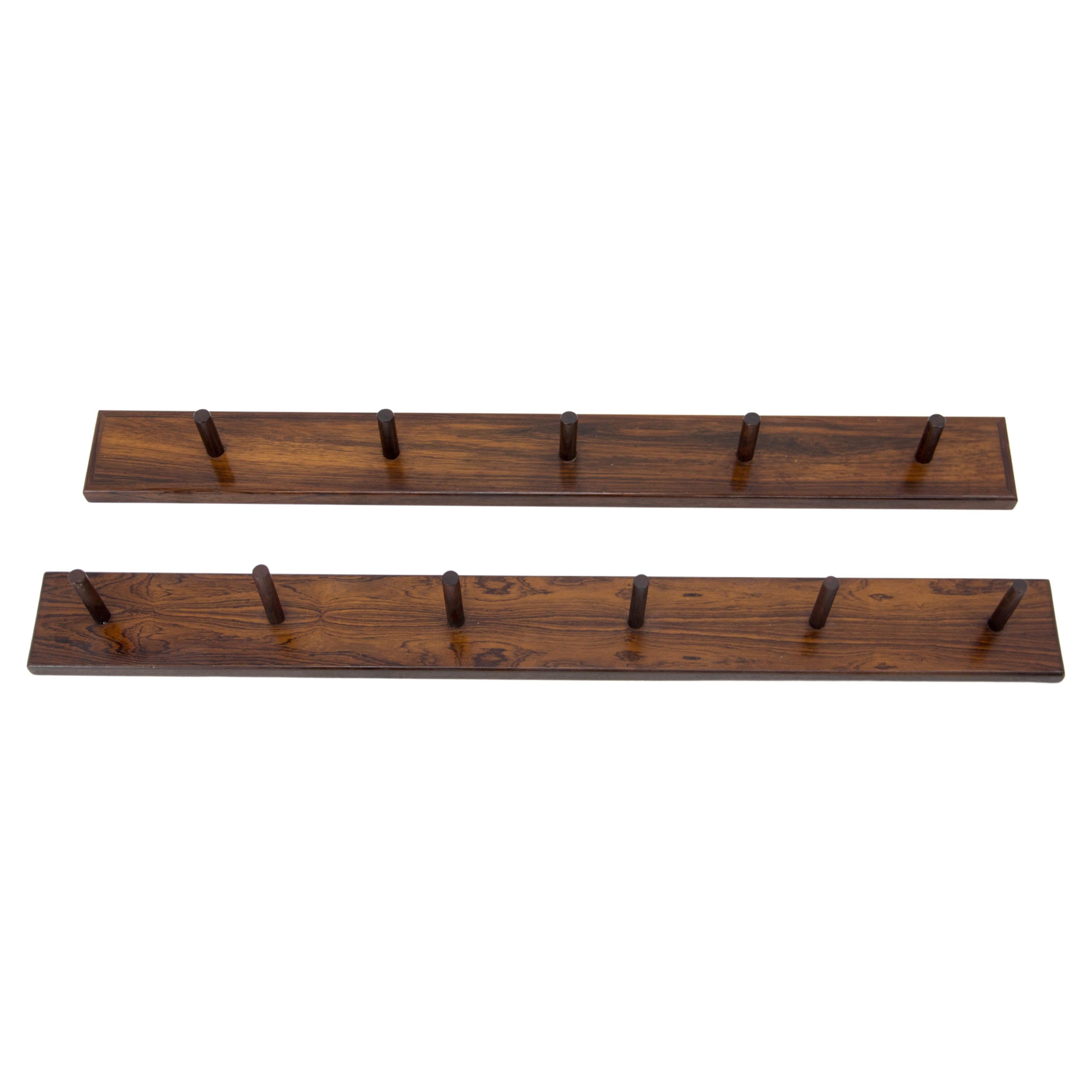 Set of Two Rosewood Wall Hangers, Denmark, 1970s