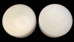 Set of Two Round Bauhaus Opaline Milk Glass Flush Mount by RZB Leuchten, 1960s