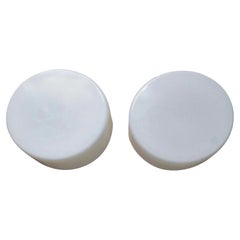 Set of Two Round Bauhaus Opaline Milk Glass Flush Mount by RZB Leuchten, 1960s