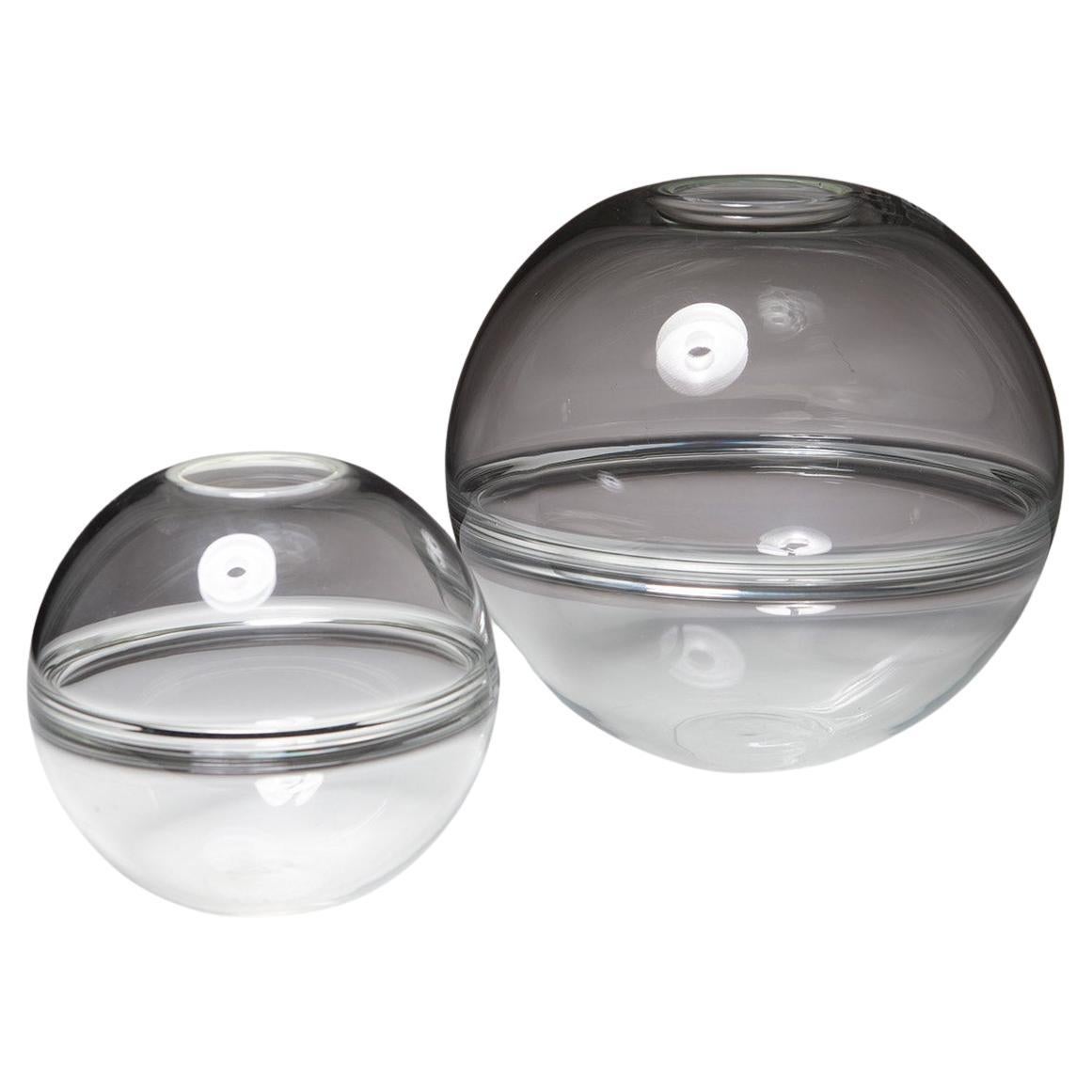 Set of Two Round "Incalmo" Vases by Barbini, Italy, 1970s For Sale
