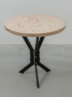 Set of Two Round Outdoor Terrace Stone Top Tables, France, 1930s