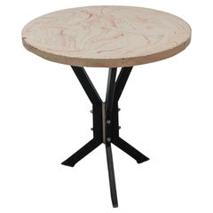 Set of Two Round Outdoor Terrace Stone Top Tables, France, 1930s