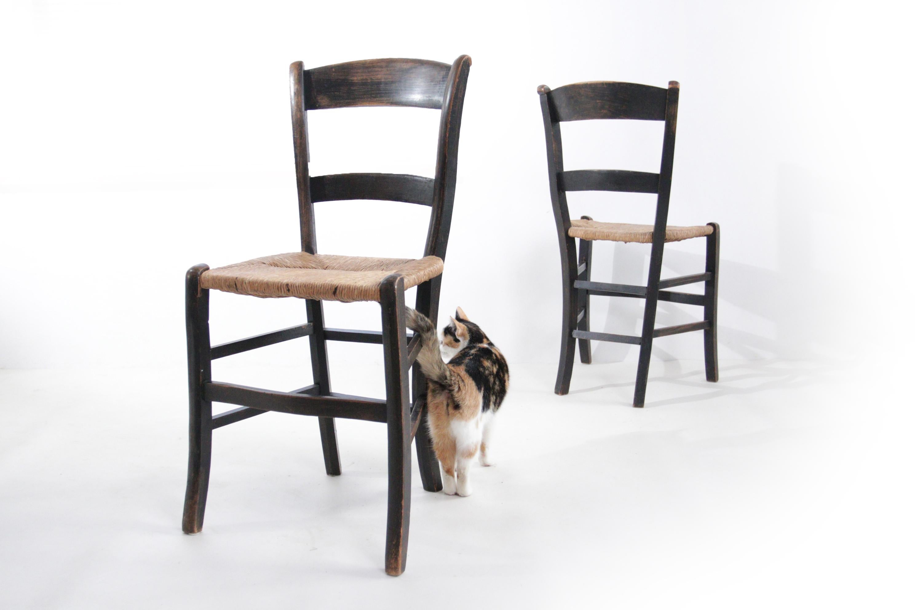Set of two Rural French Rush chairs For Sale 12