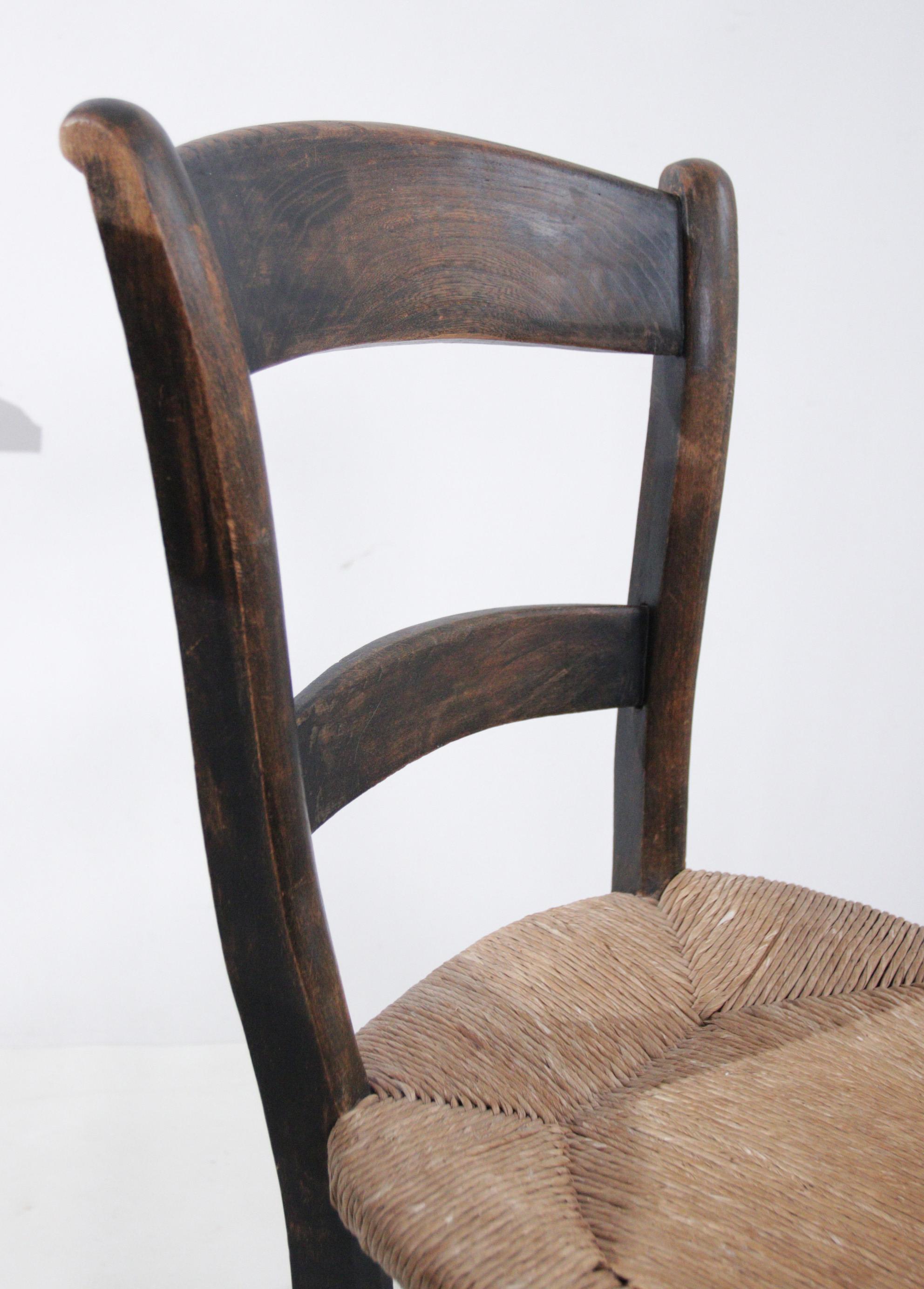 Mid-20th Century Set of two Rural French Rush chairs For Sale