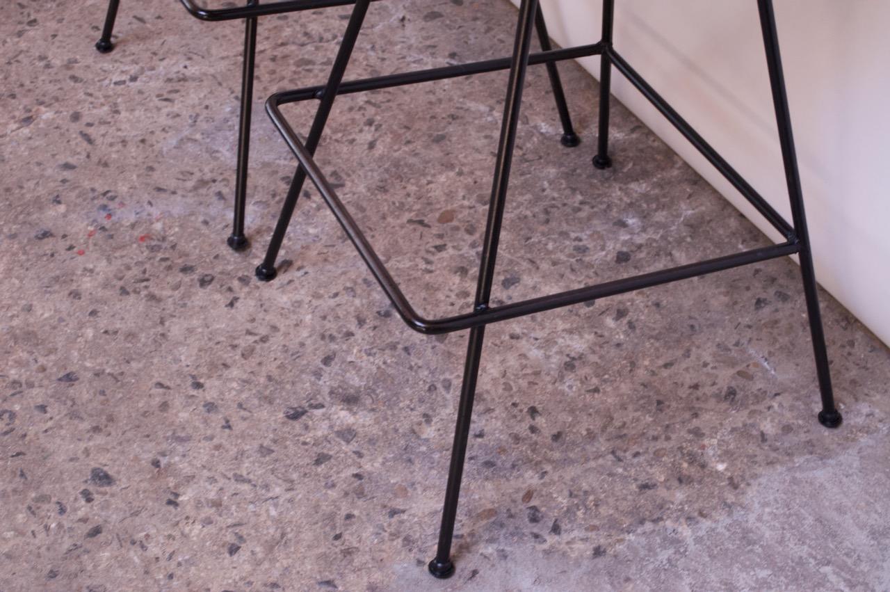 Set of Two Rush and Iron Swiveling Stools by Arthur Umanoff, Five Available 12