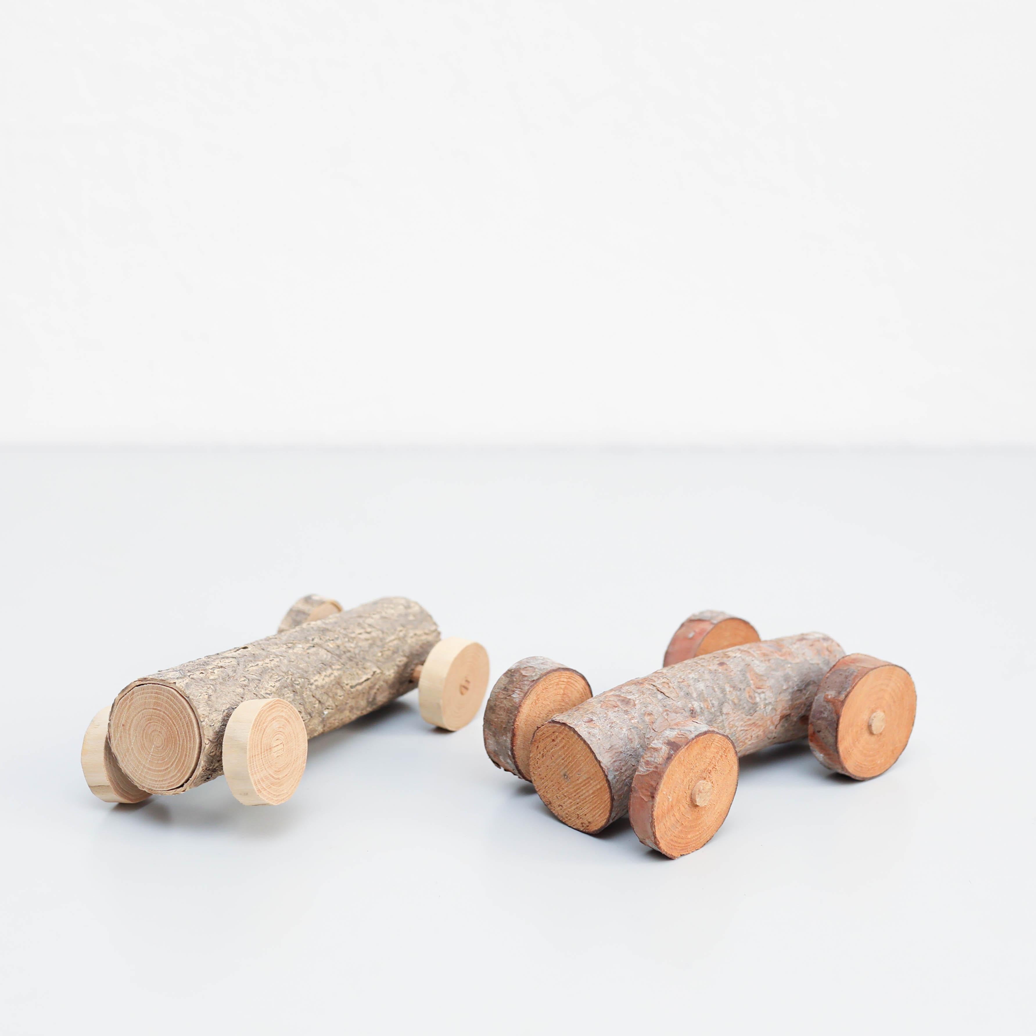 French Set of Two Rustic Handmade Car Toys, circa 1970  For Sale