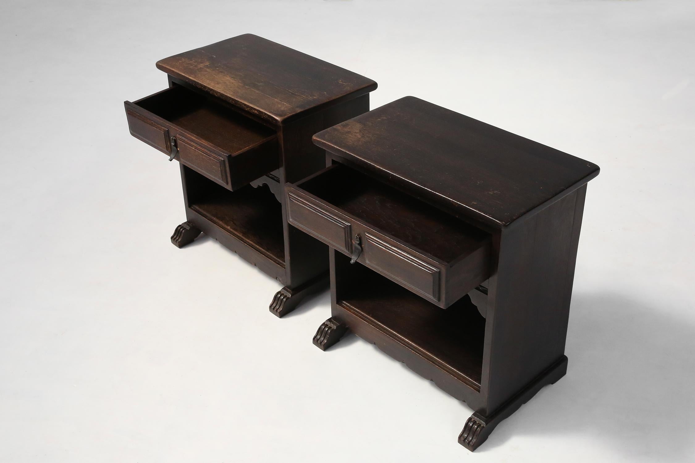 Set of Two Rustic Nightstand circa1900 For Sale 3