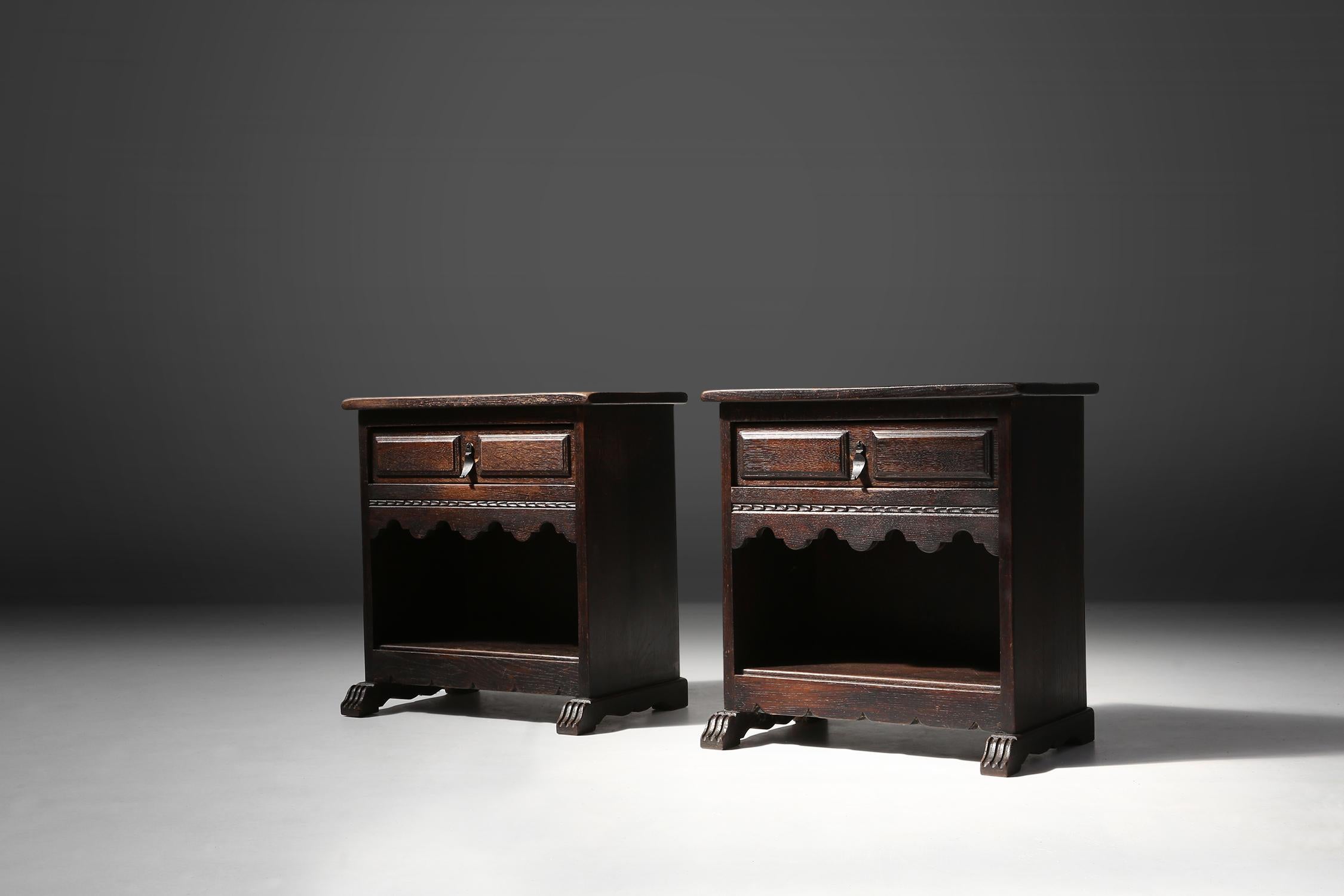 Set of Two Rustic Nightstand circa1900 For Sale 4